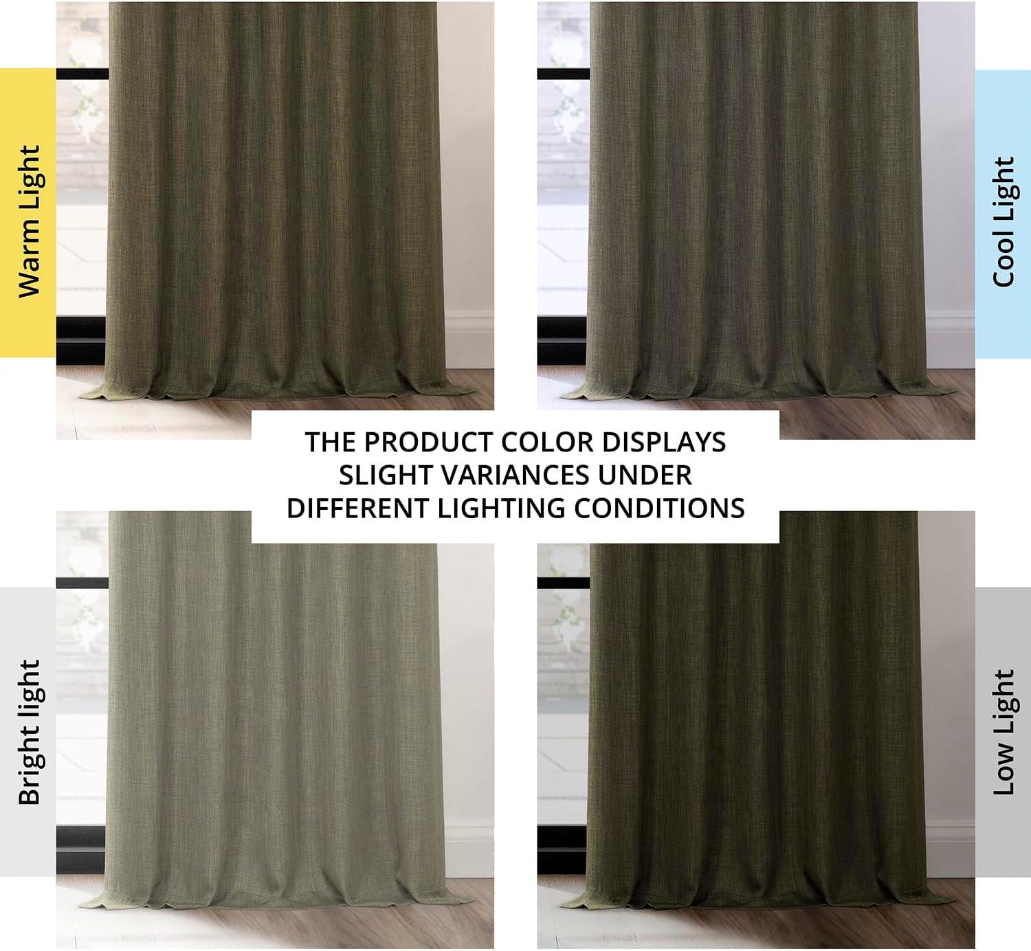 HPD Half Price Drapes Khaki Green Faux Linen Room Darkening Curtains for Bedroom & Living Room Curtains (1 Panel), Door & Window Curtains 84 inches long, Rod Pocket Curtains, 50W X 84L