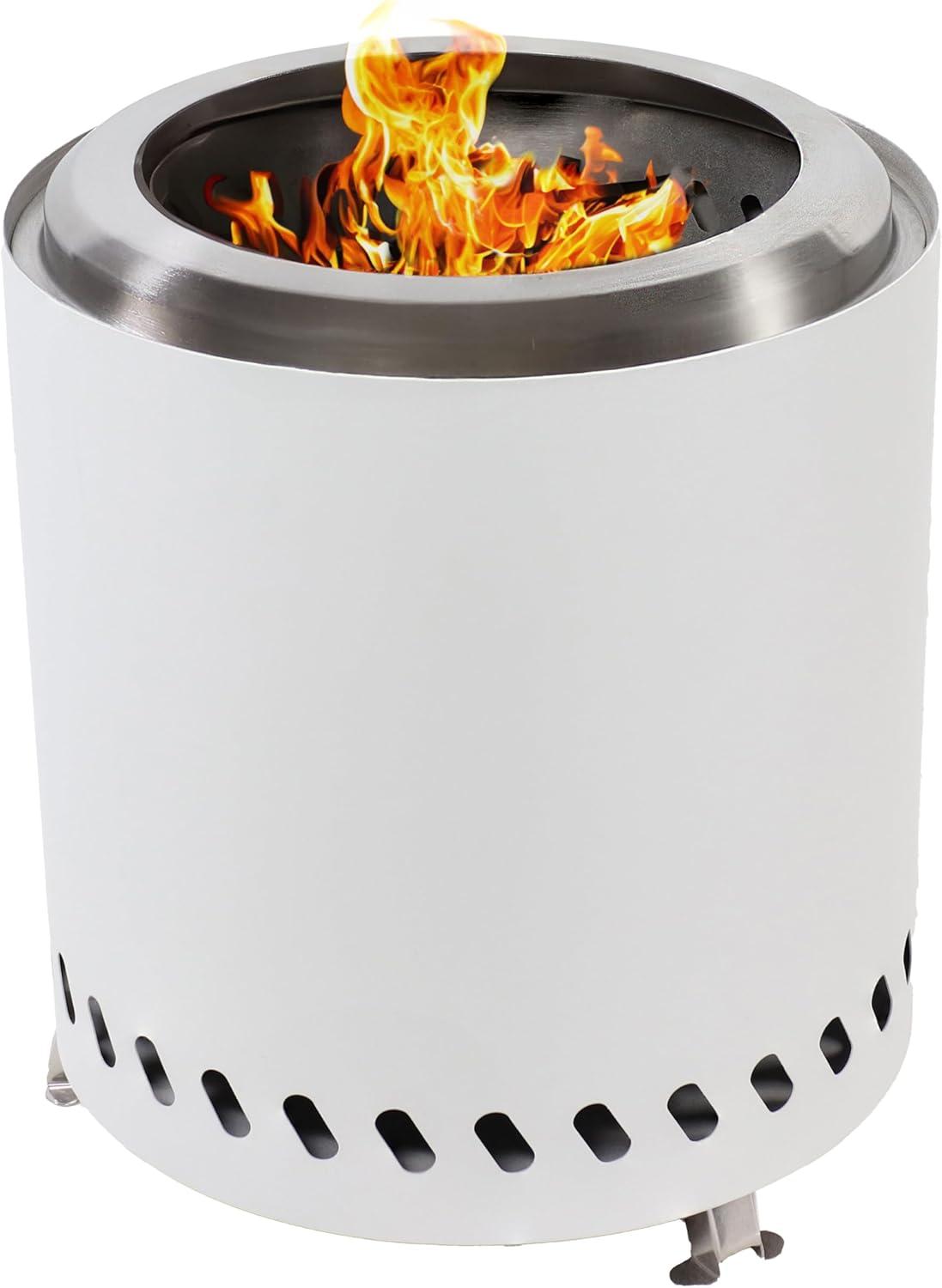 Sunnydaze 9.5" Round Wood-Burning Silver Finish Stainless Steel Tabletop Smokeless Fire Pit