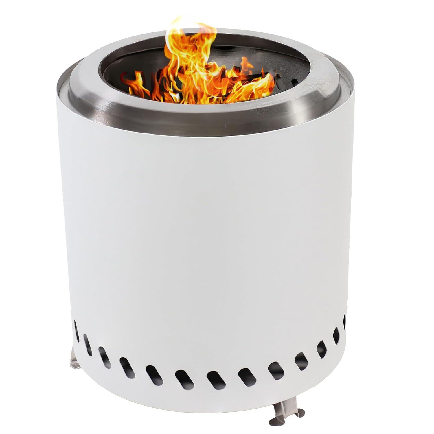 Sunnydaze 9.5" Round Wood-Burning Silver Finish Stainless Steel Tabletop Smokeless Fire Pit