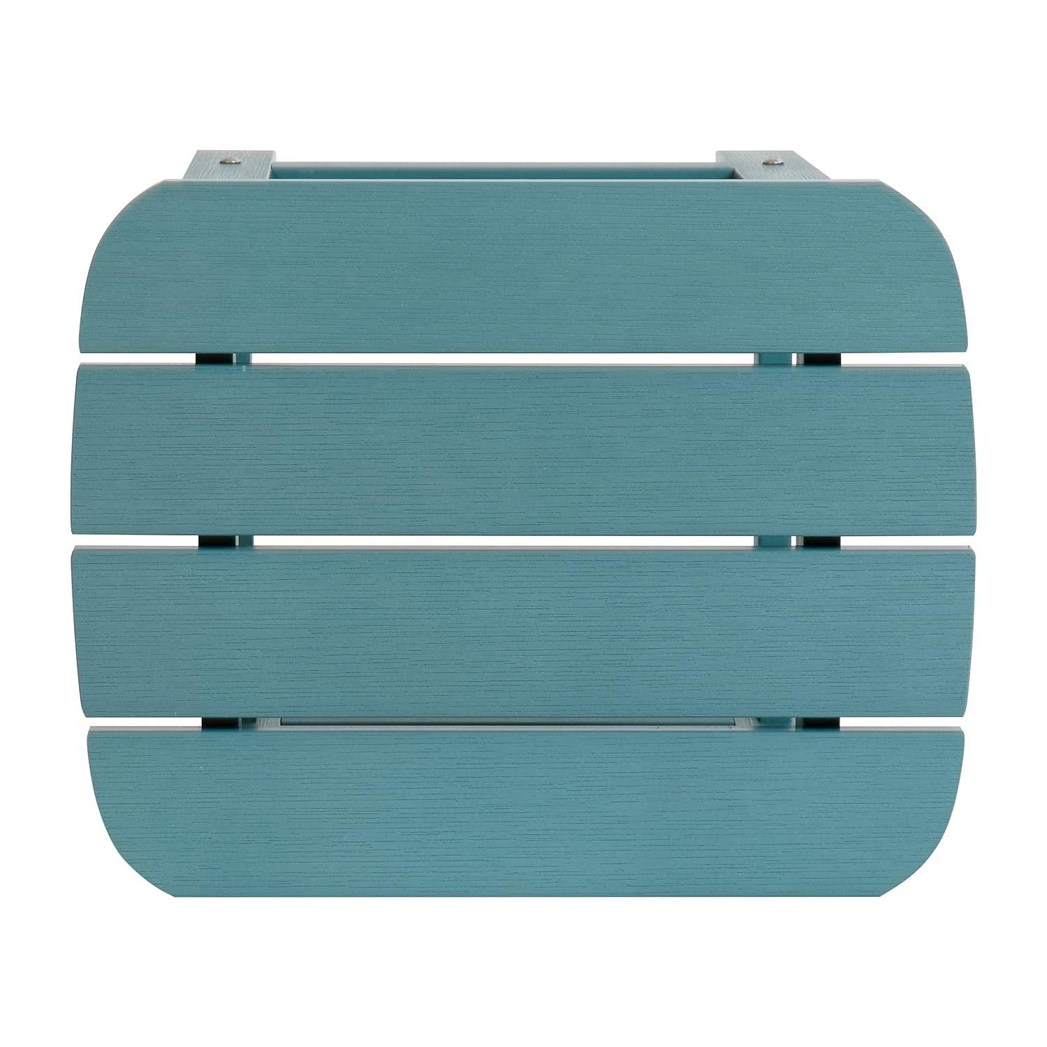 Flash Furniture Charlestown All-Weather Poly Resin Wood Adirondack Side Table in Teal