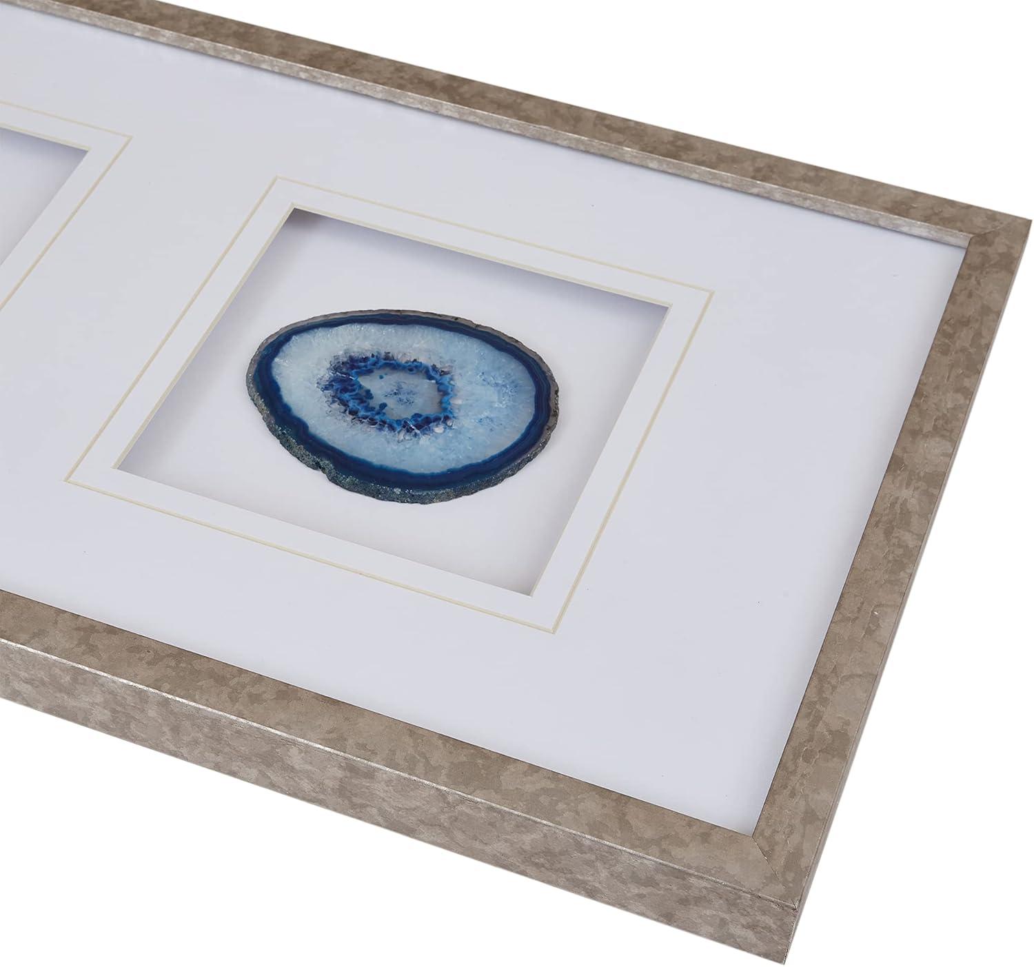 Blue Agate Trio Framed Wall Decor with Glass