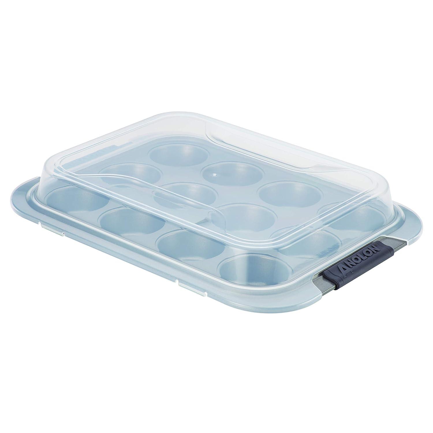 Anolon Anolon Advanced Bakeware Nonstick Muffin Pan with Lid, 12-Cup, Graphite