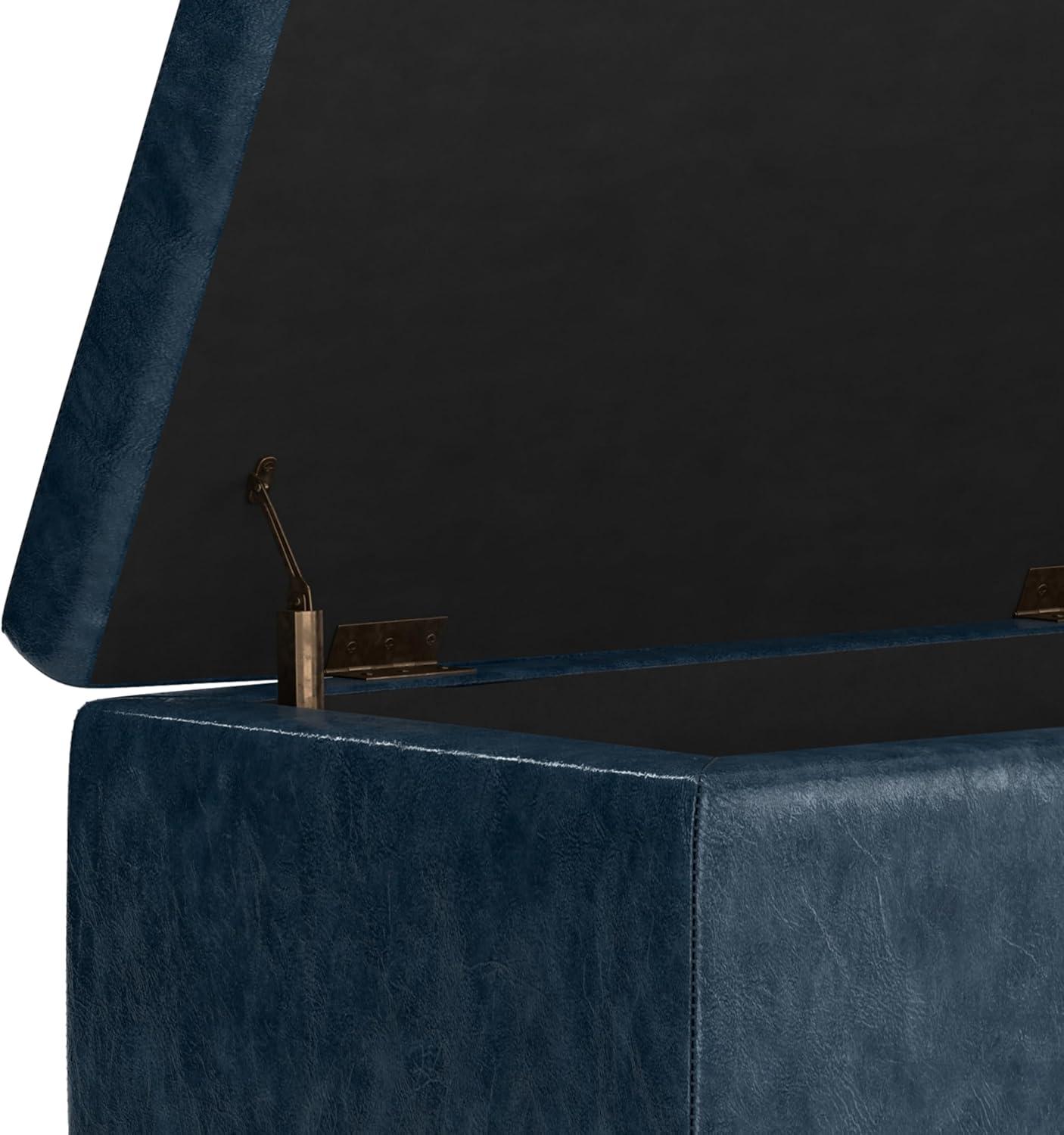 Simpli Home Hamilton 48"W Upholstered Storage Ottoman Bench with Lift-Top Lid, Tufted Design, and Nailhead Trim