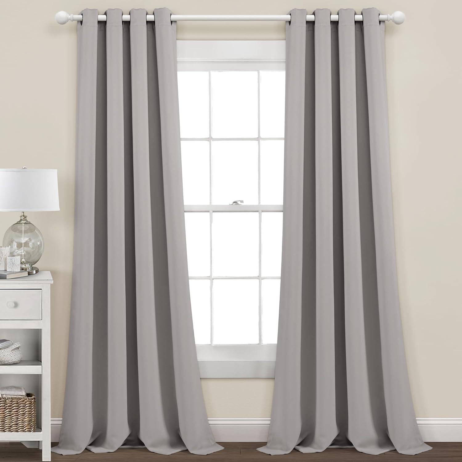 Lush Decor Insulated Grommet Blackout Window Curtain Panels, Pair, 52" W x 84" L, Gray - Classic Modern Design - Chic Window Decor - Long Curtains For Living Room, Bedroom, Or Dining Room
