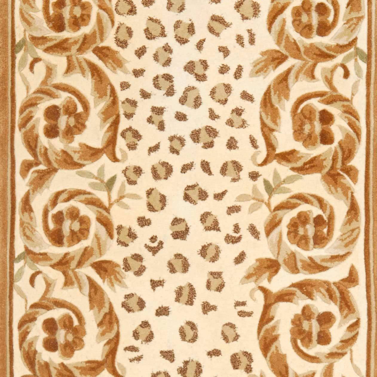 Handmade Rectangular Beige and Brown Wool Accent Rug