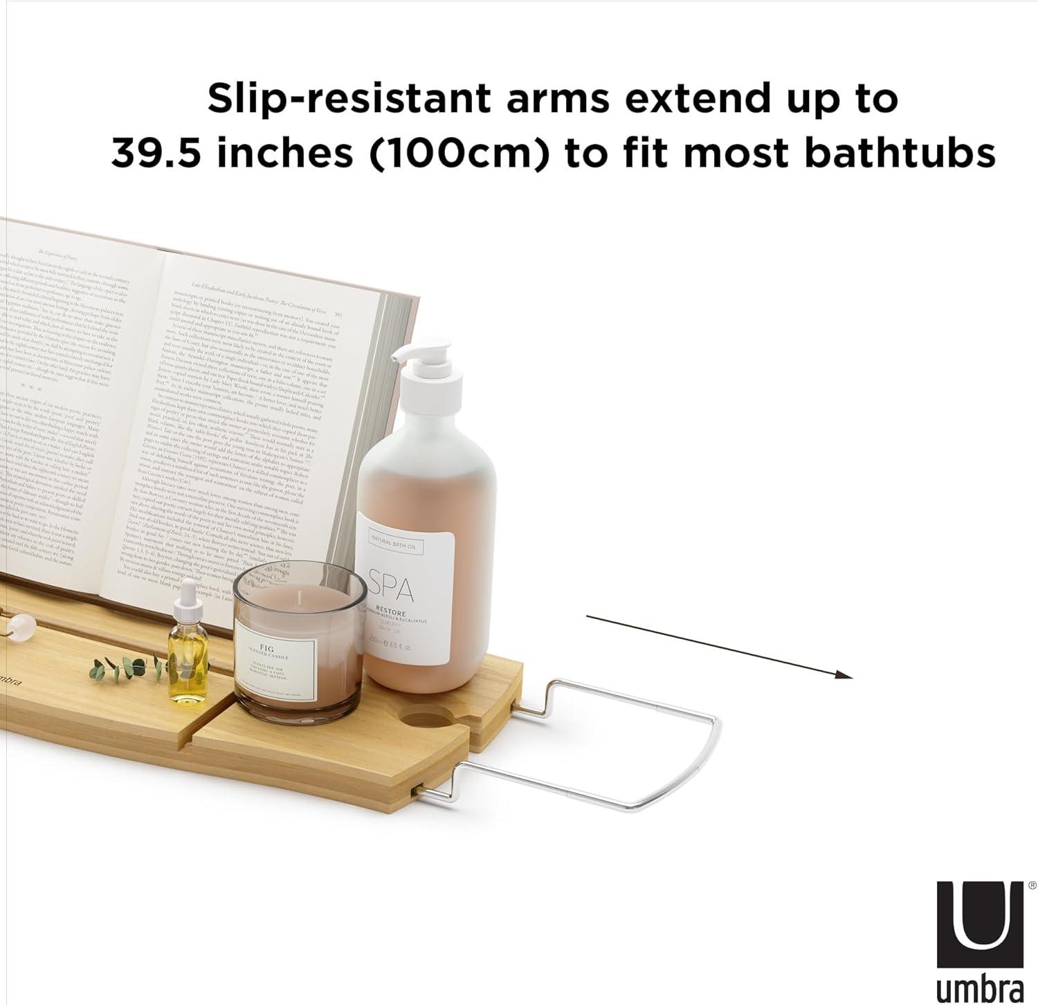 Umbra Aquala Extendable And Adjustable Bamboo Bathtub Caddy