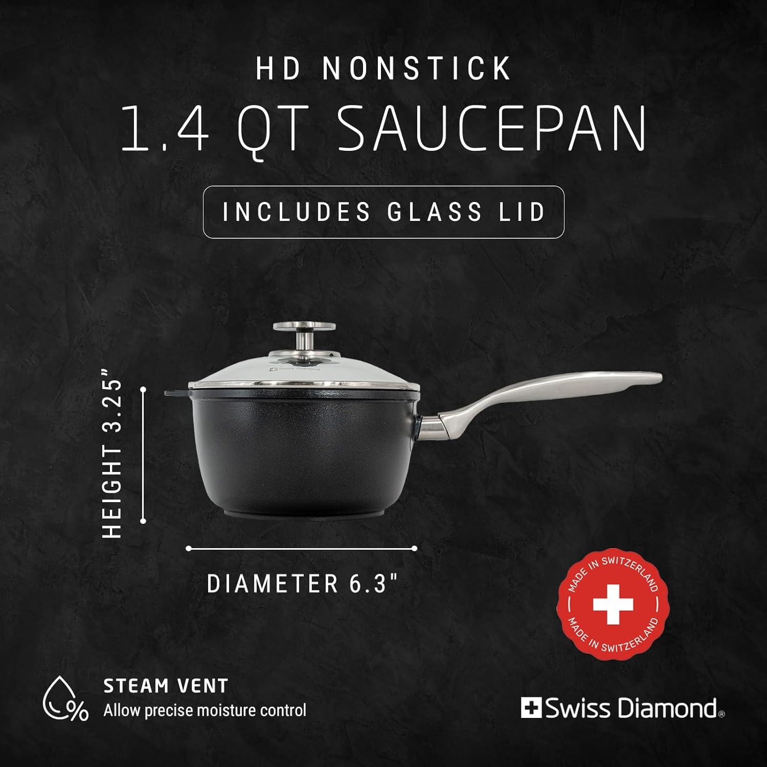 Swiss Diamond 2.2 Quart Saucepan With Lid