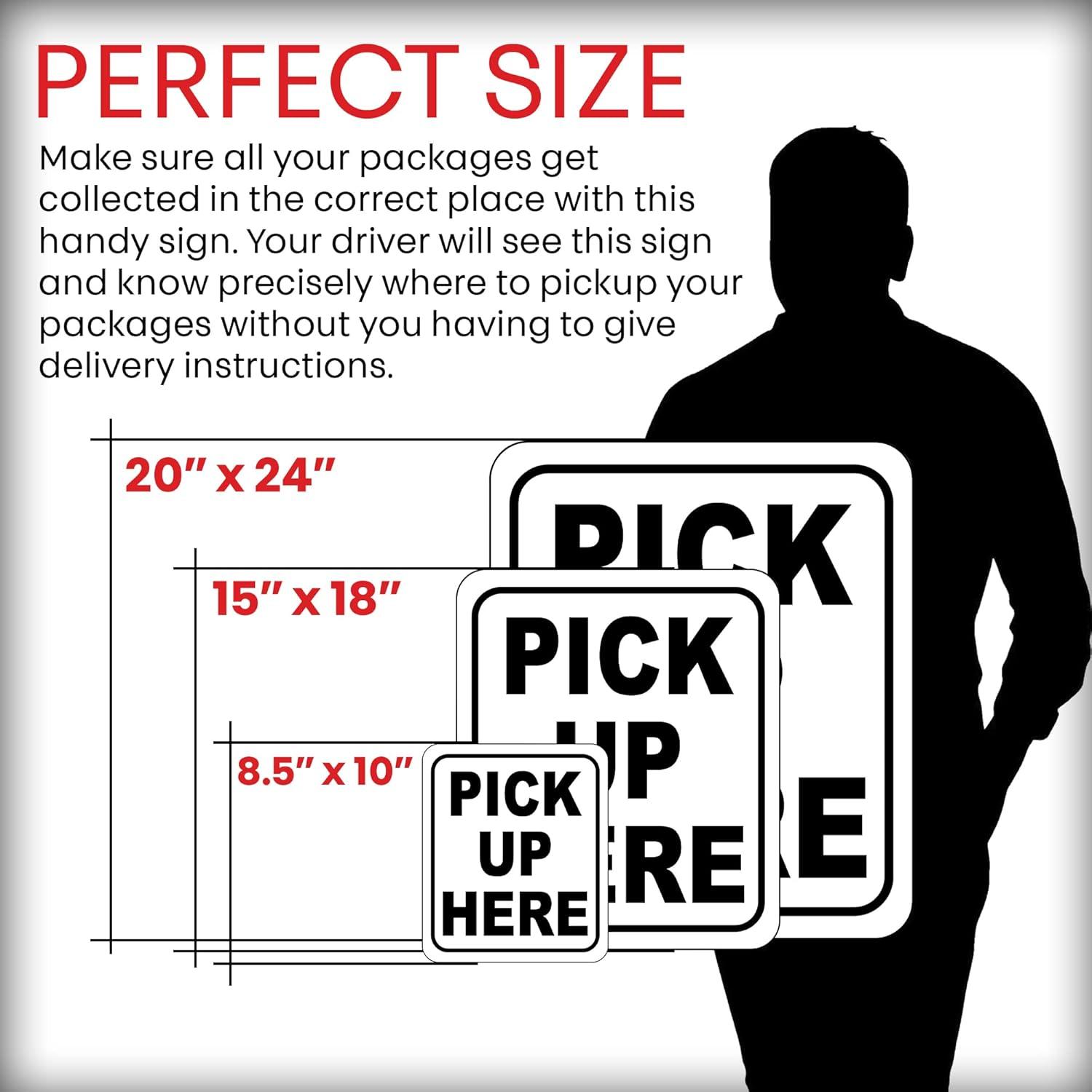 Pick Up Here Black and White Aluminum Composite Outdoor Sign