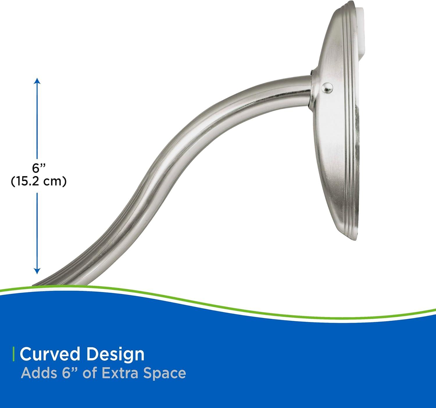 Brushed Nickel Curved Steel Tension Shower Curtain Rod, 57-72"