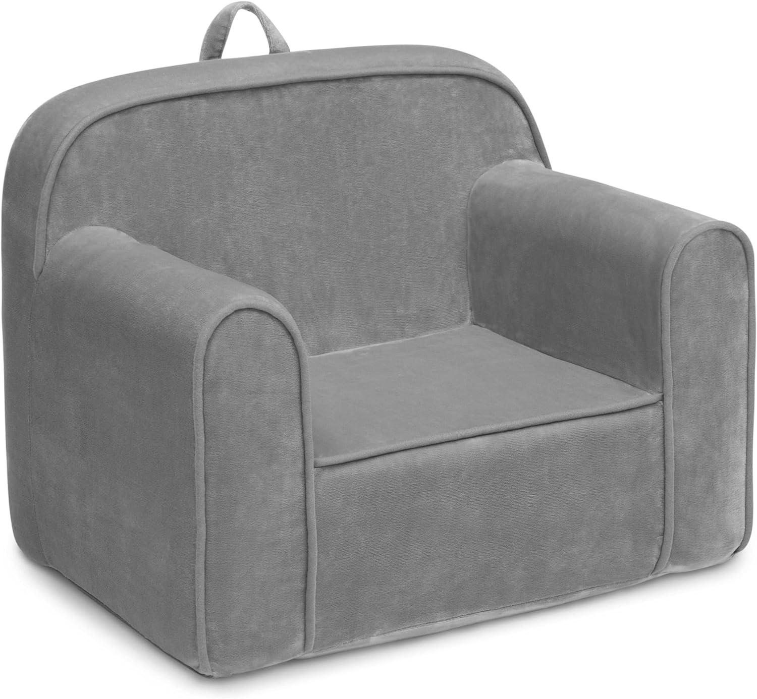 Delta Children Cozee Chair for Kids for Ages 18 Months and Up, Grey Mink Velvet