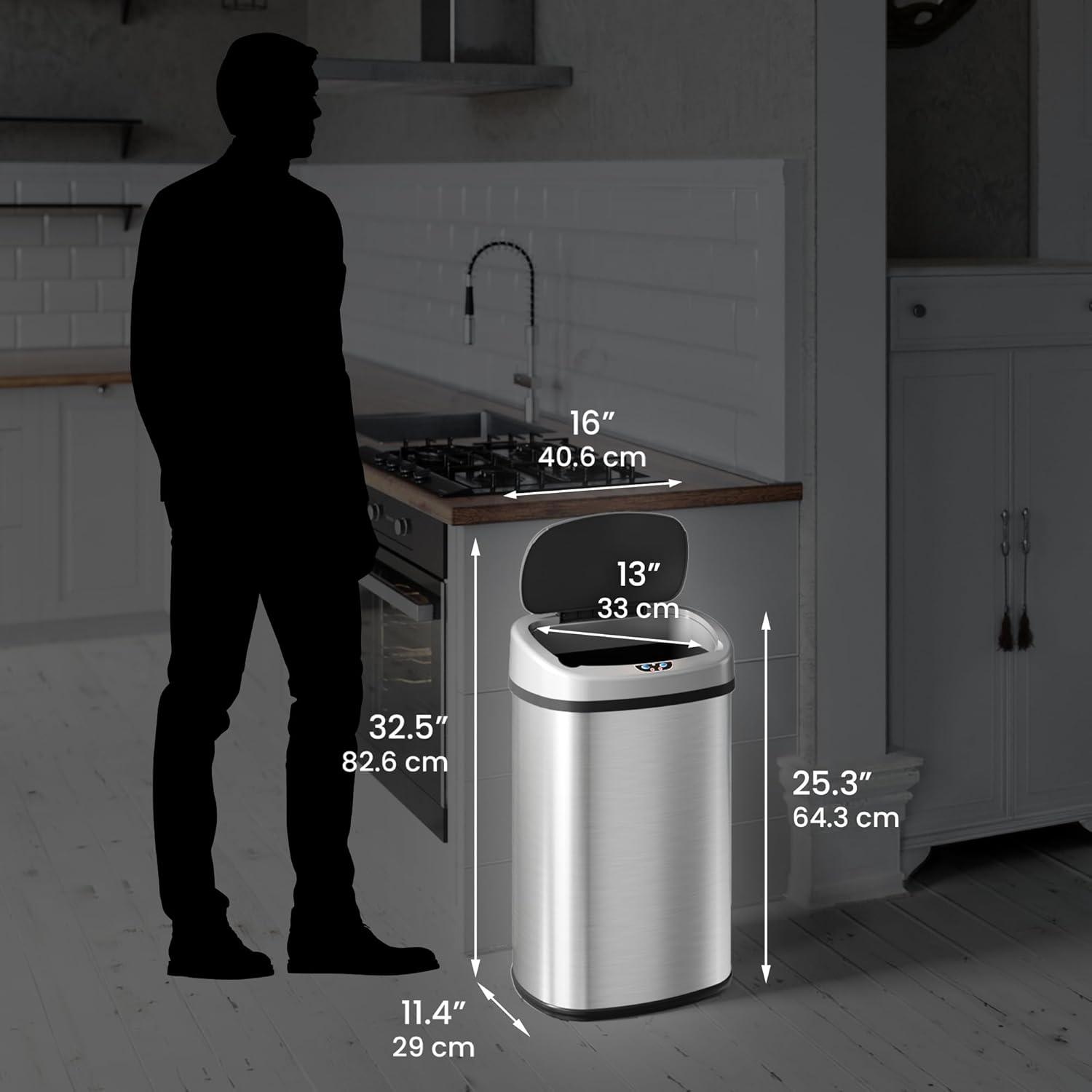 iTouchless Deodorizer Stainless Steel 13 Gallon Motion Sensor Trash Can & Reviews | Wayfair