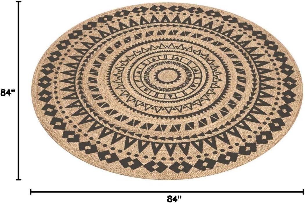 Natural Fiber NF802 Hand Woven Indoor Area Rug - Black/Natural - 7' Round - Safavieh