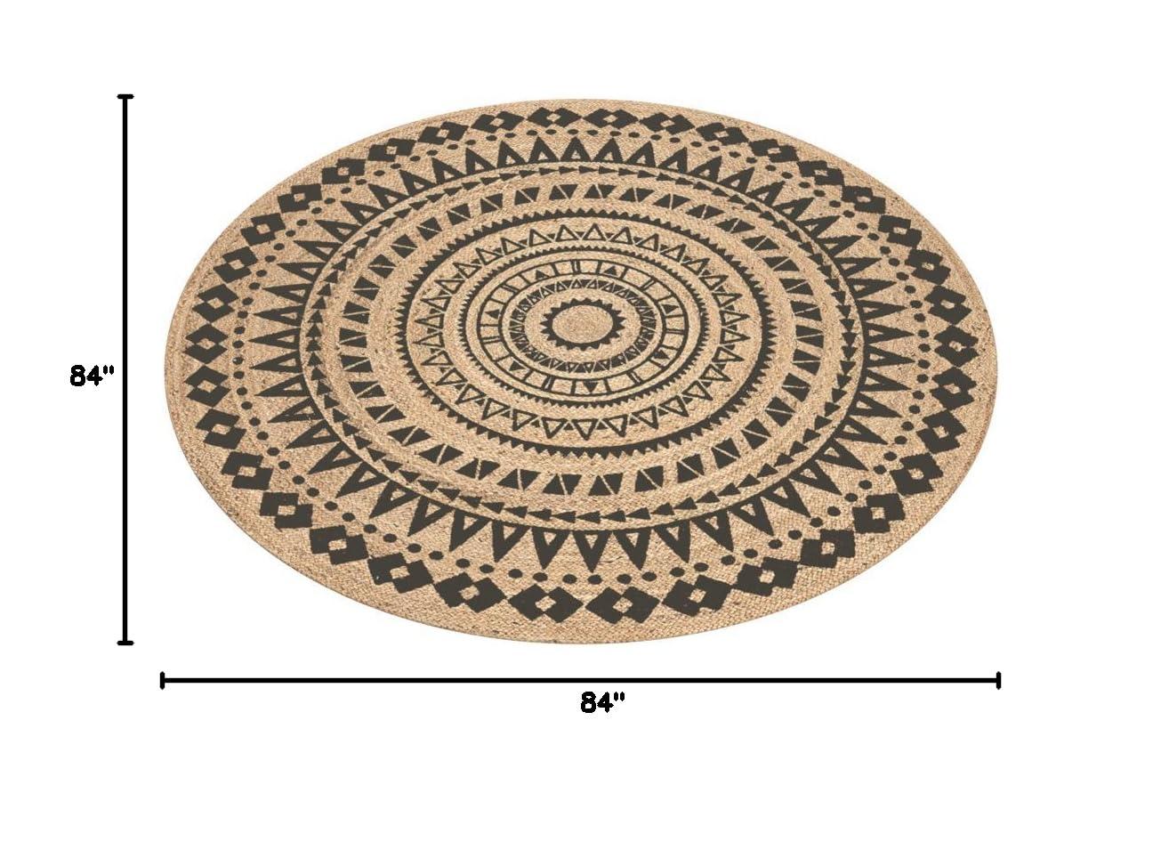 Natural Fiber NF802 Hand Woven Indoor Area Rug - Black/Natural - 7' Round - Safavieh