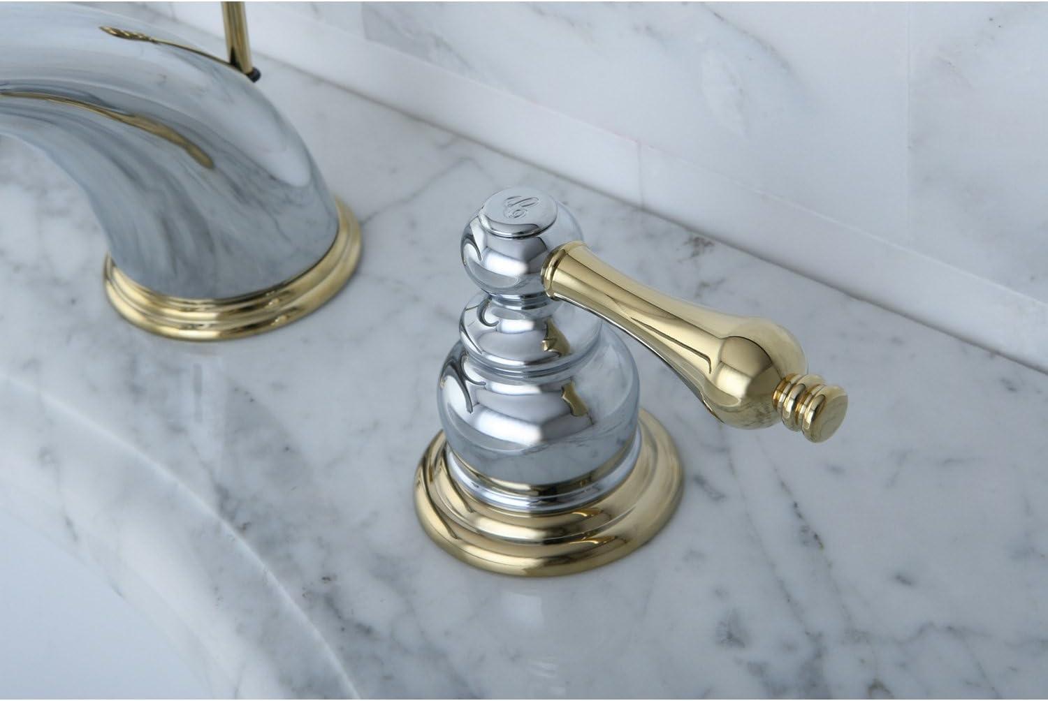 Kingston Brass KB974AL Victorian Widespread Bathroom Faucet, Polished Chrome/Polished Brass