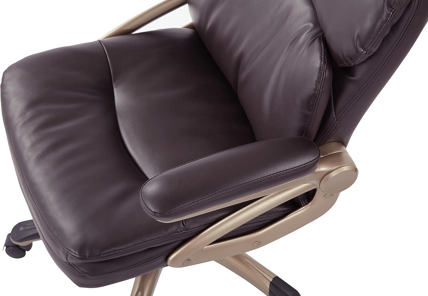 Executive Low Back Chair in Espresso Bonded Leather with Cocoa Accents