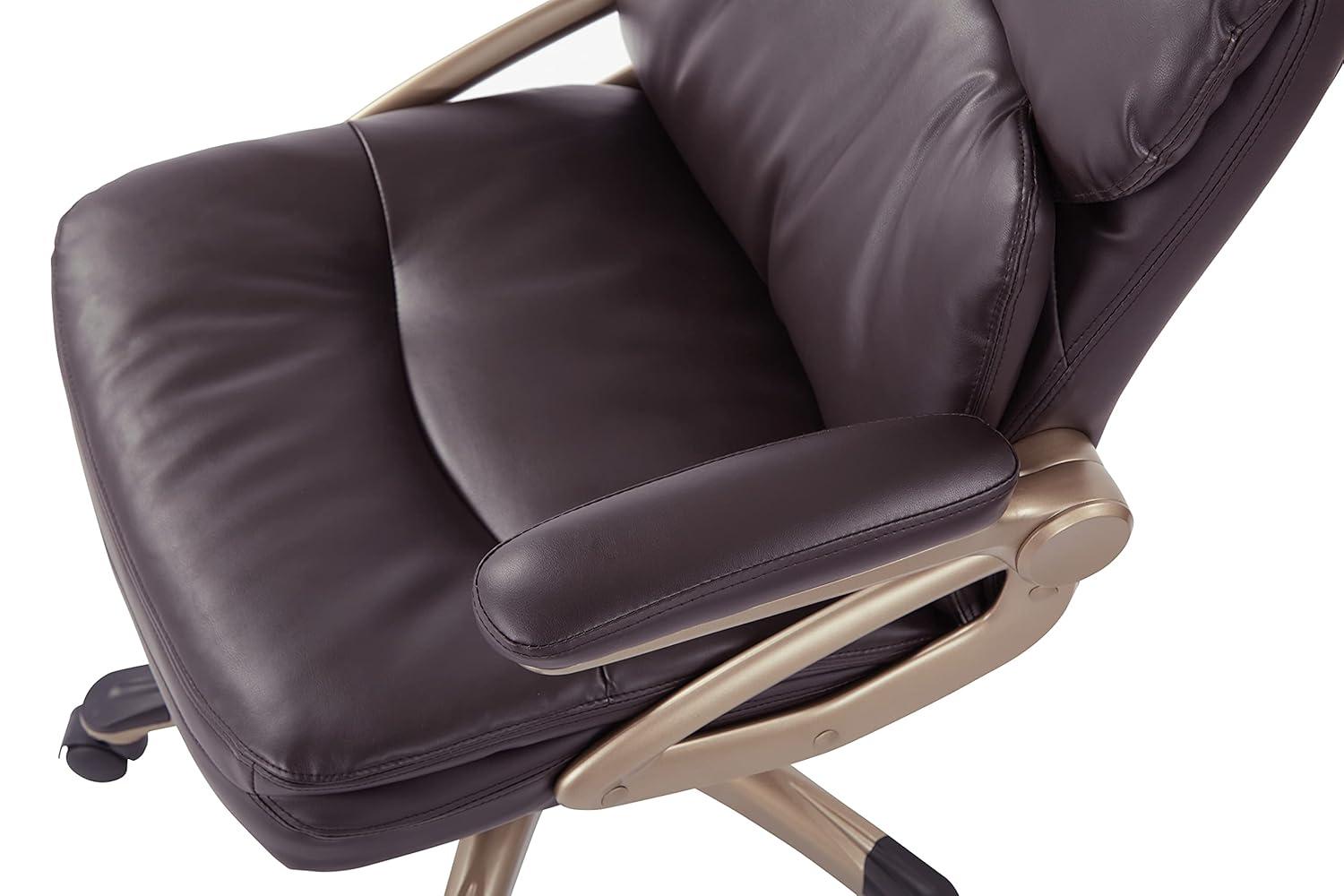Executive Low Back Chair in Espresso Bonded Leather with Cocoa Accents