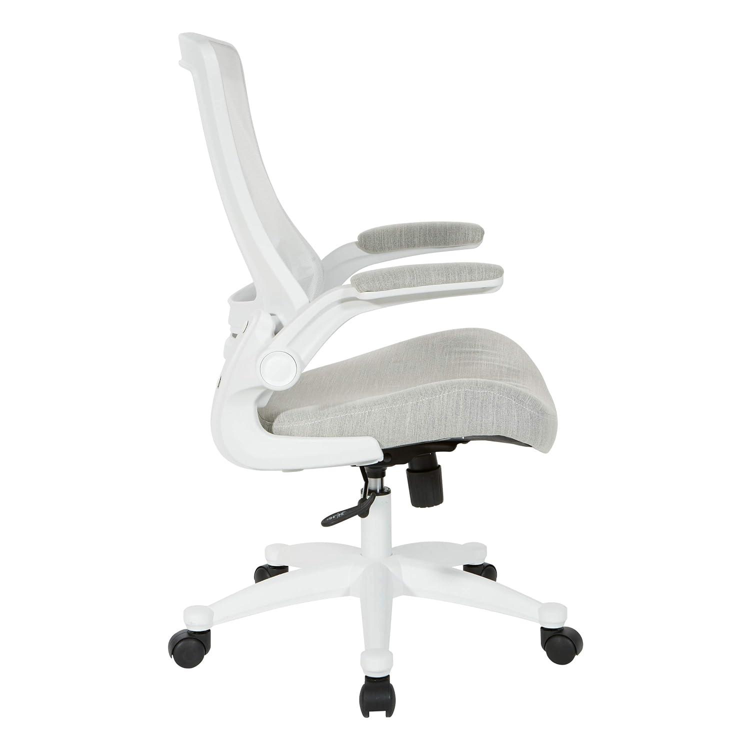 White Screen Back Manager's Chair in Linen Stone Gray Fabric