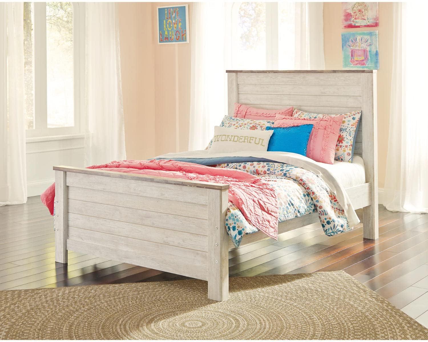 Signature Design by Ashley Casual Willowton Full Panel Headboard  Whitewash