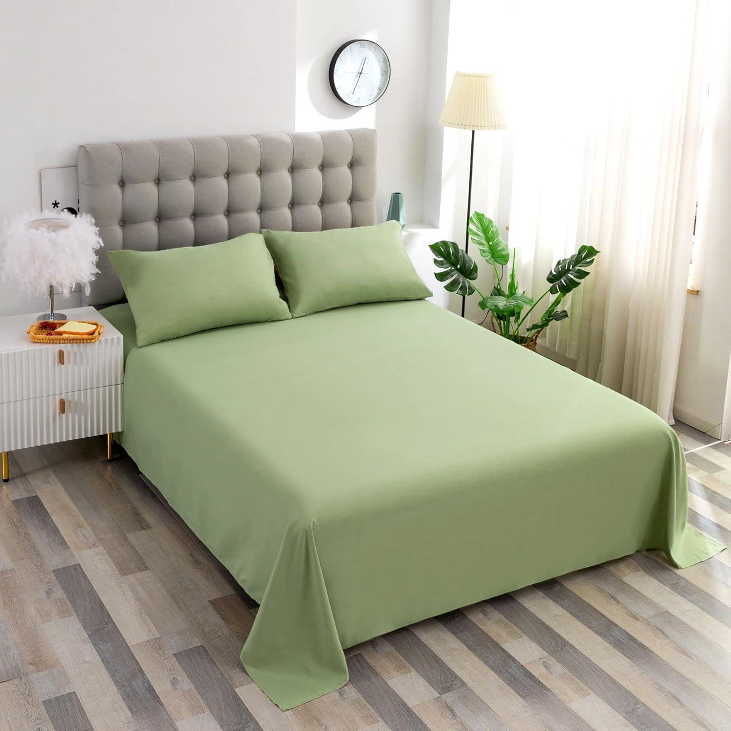 Sage Green Queen Microfiber 4-Piece Bed Sheet Set