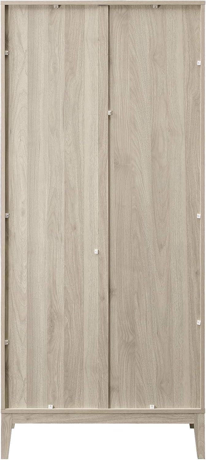 Birch Chevron 68" Storage Cabinet with Glass Doors