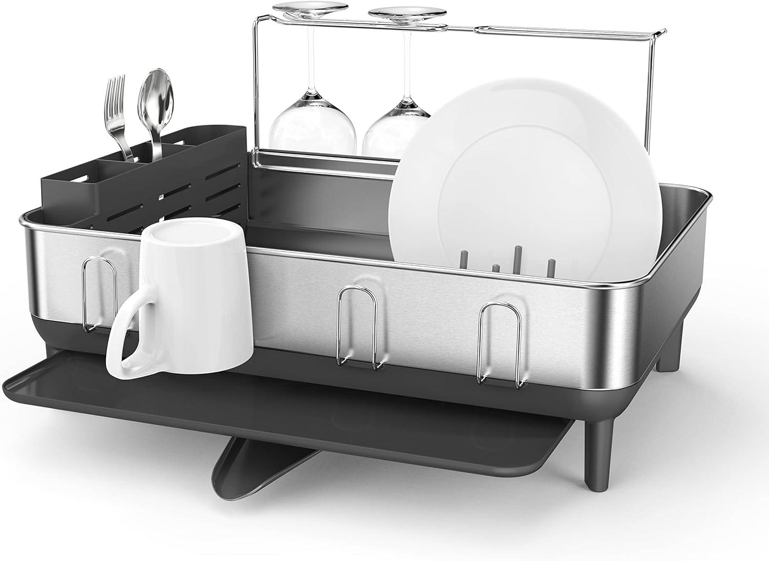 Simplehuman Kitchen Dish Drying Rack, Brushed Stainless Steel