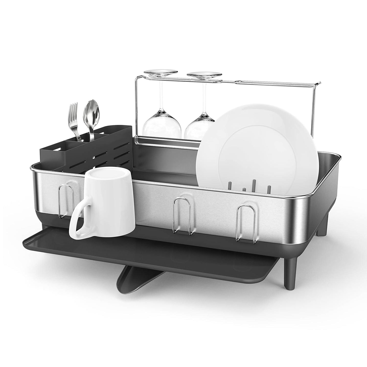 Simplehuman Kitchen Dish Drying Rack, Brushed Stainless Steel