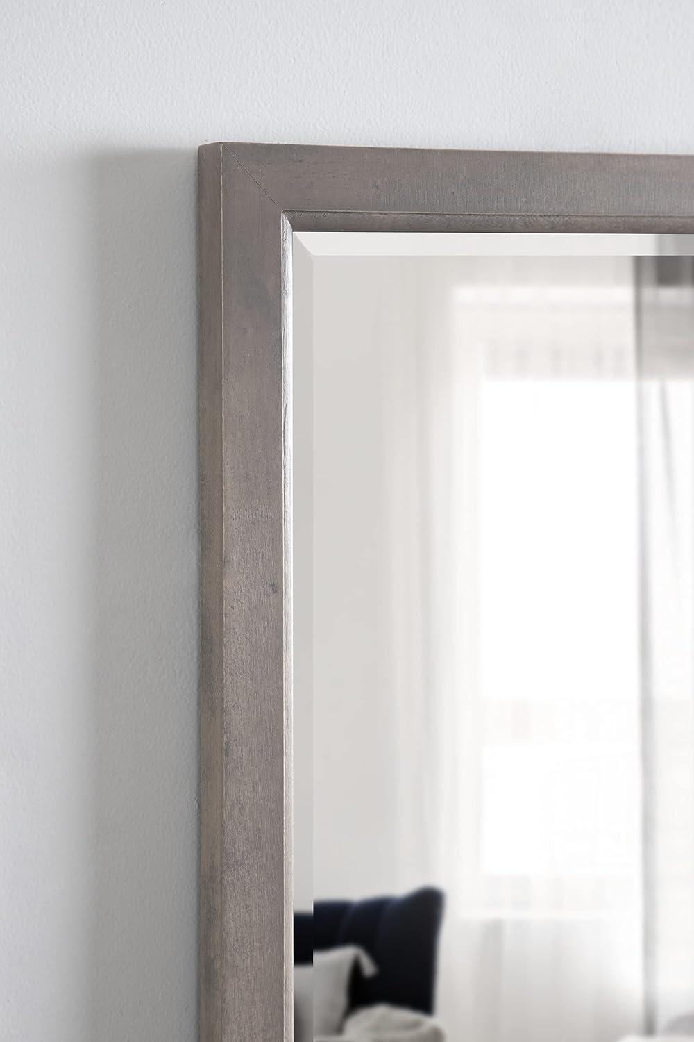 18" x 24" Hogan Wood Framed Decorative Wall Mirror Walnut Brown - Kate & Laurel: Rustic Rectangular, No Assembly Required
