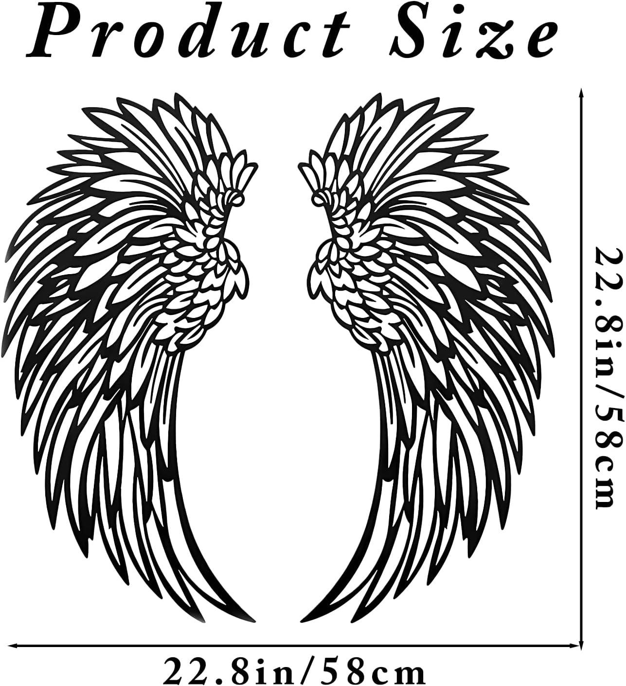 Angel Wings Metal Wall Art, Hilingoto Metal Wall Art, 1 Pair Angel Metal Wall Art with Led Lights Wall Art Decoration Ornament Angel Metal Wall Decor Mother's Day Hanging Decoration Crafts