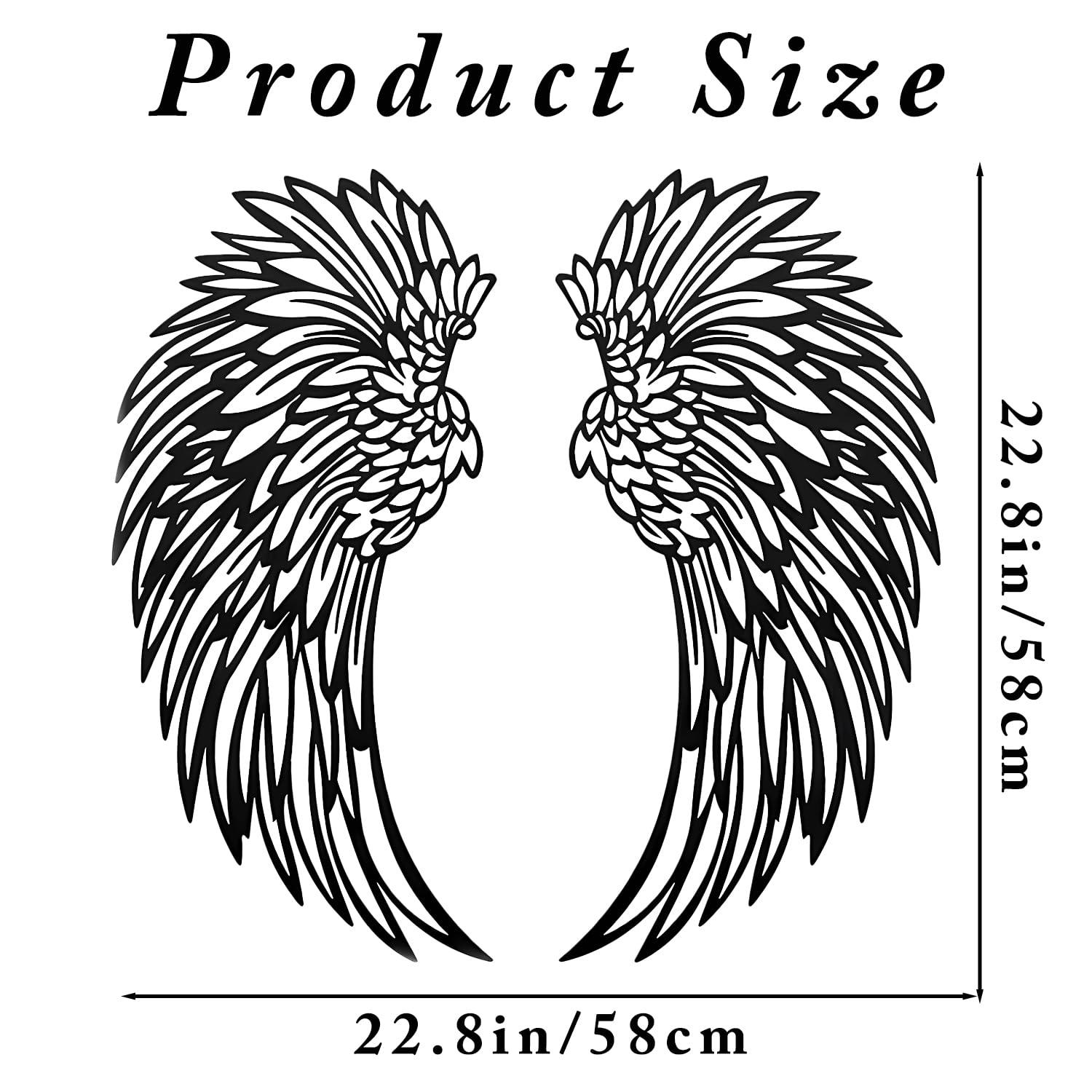 Angel Wings Metal Wall Art, Hilingoto Metal Wall Art, 1 Pair Angel Metal Wall Art with Led Lights Wall Art Decoration Ornament Angel Metal Wall Decor Mother's Day Hanging Decoration Crafts