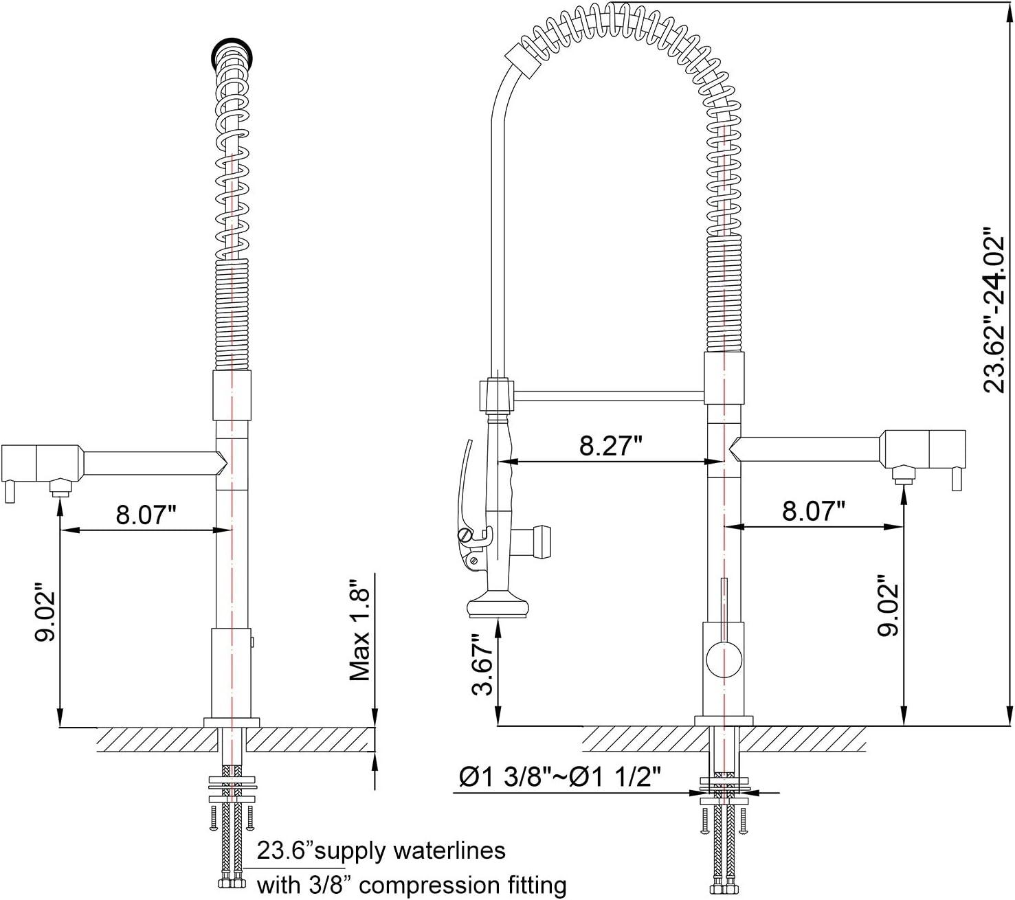 Brushed Nickel Pull-Down Kitchen Faucet with Spring Sprayer