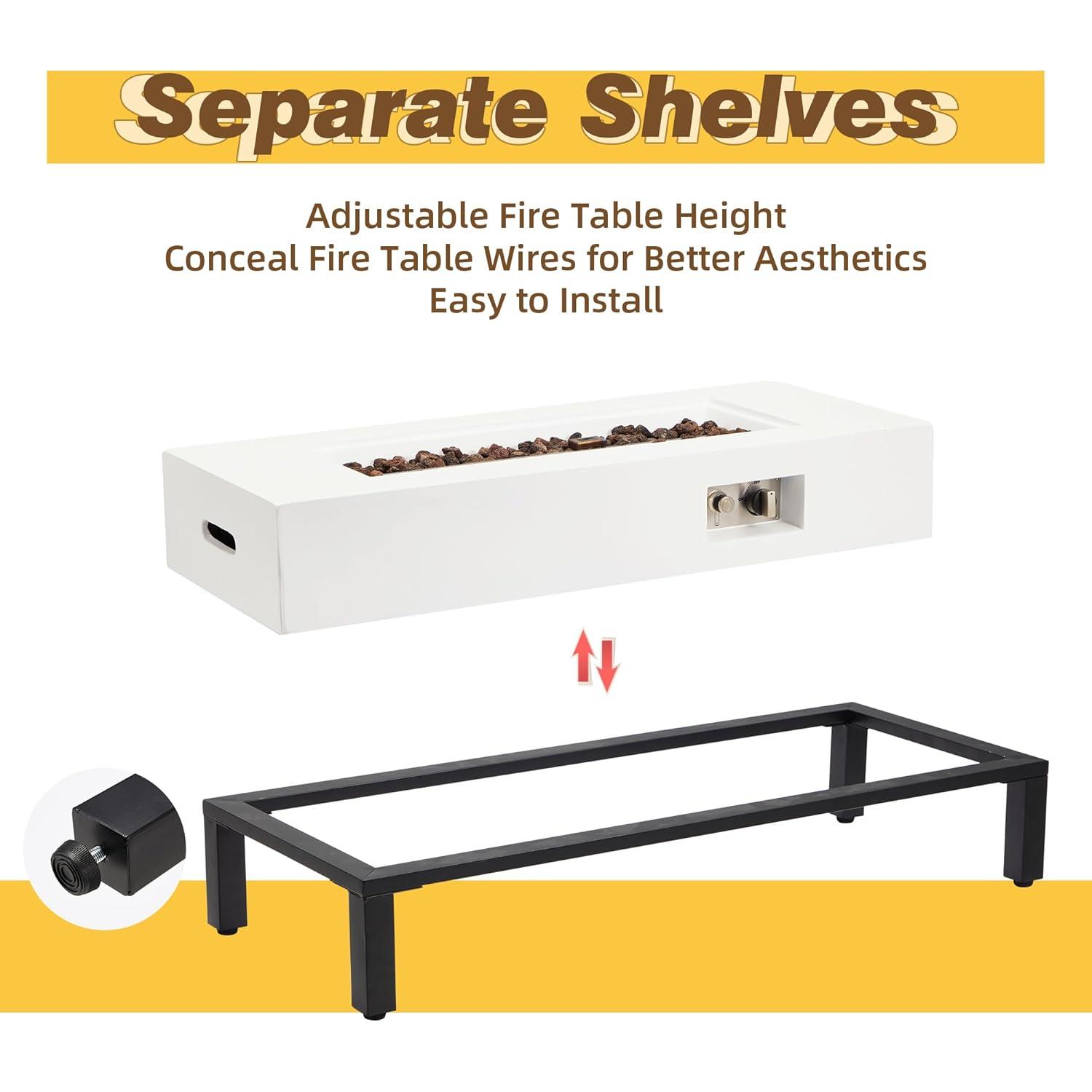 Brayden Studio® 2-Piece 42" Outdoor Rectangle Propane Fire Pit Table With Tank Holder And Shelves | Wayfair