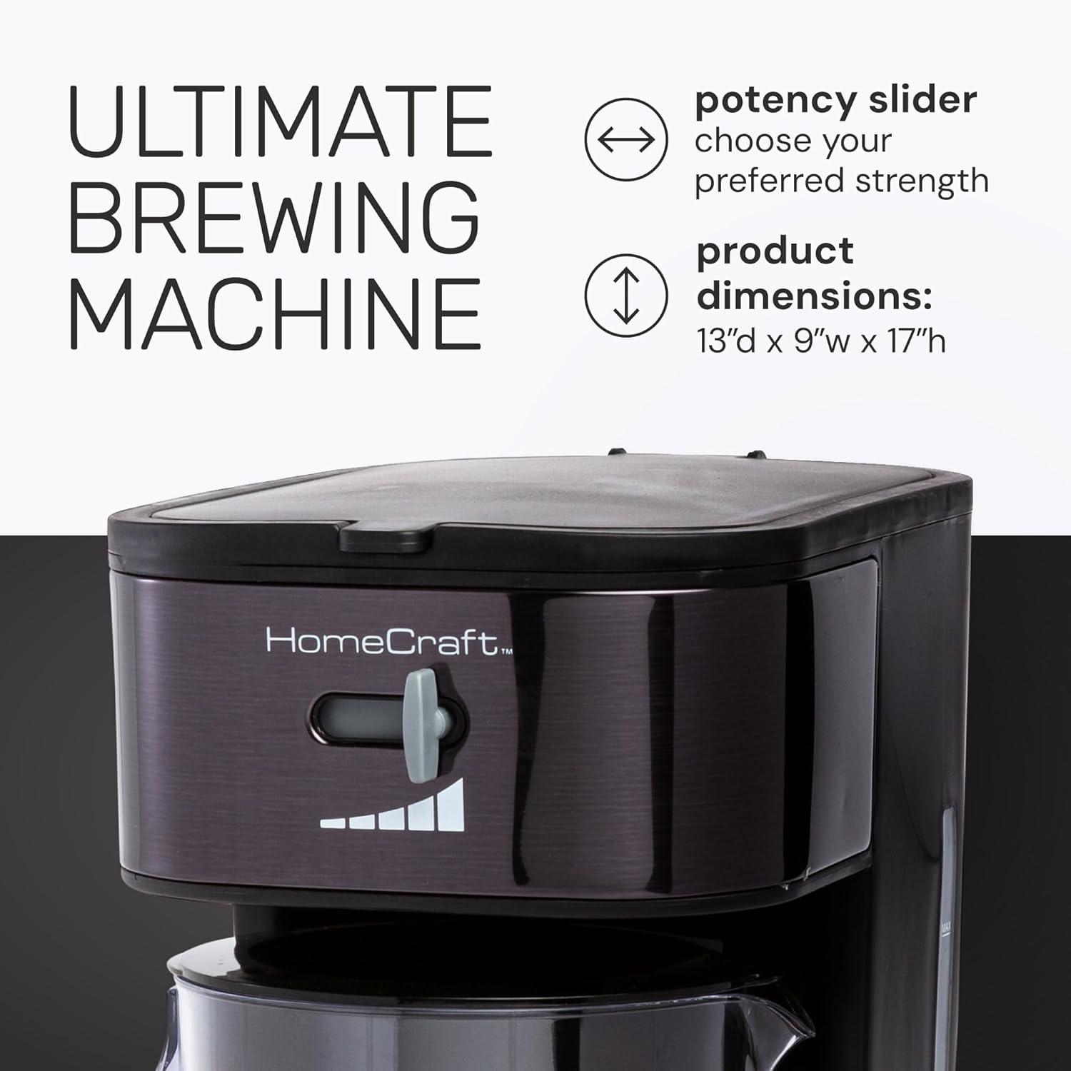 HomeCraft HCIT3BS 3-Quart Black Stainless Steel Café' Ice Iced Coffee and Tea Brewing System