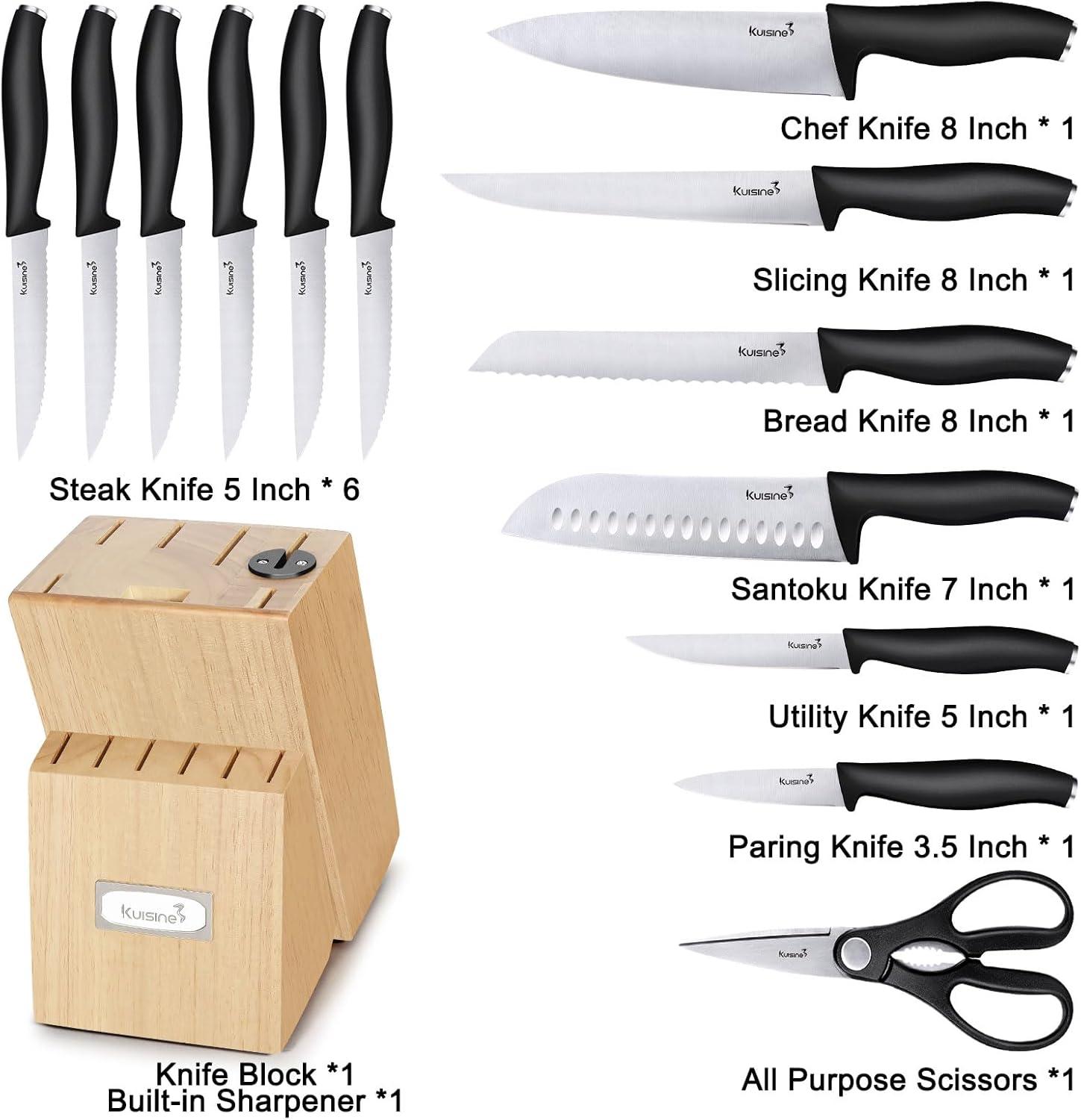 kuisine Kuisine 15 Piece Stainless Steel Knife Block Set