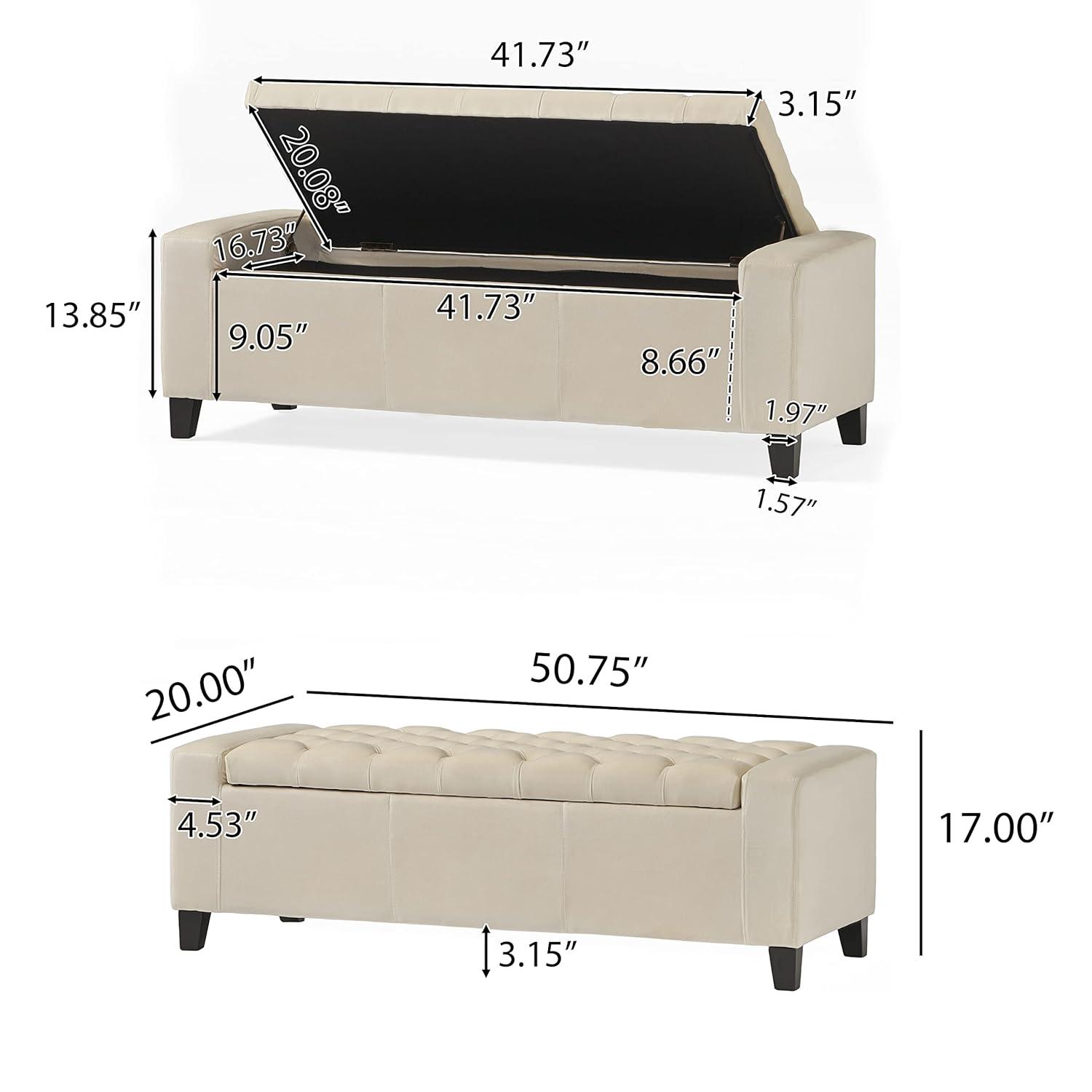 Hikaru Storage Ottoman - Ivory New Velvet - Christopher Knight Home