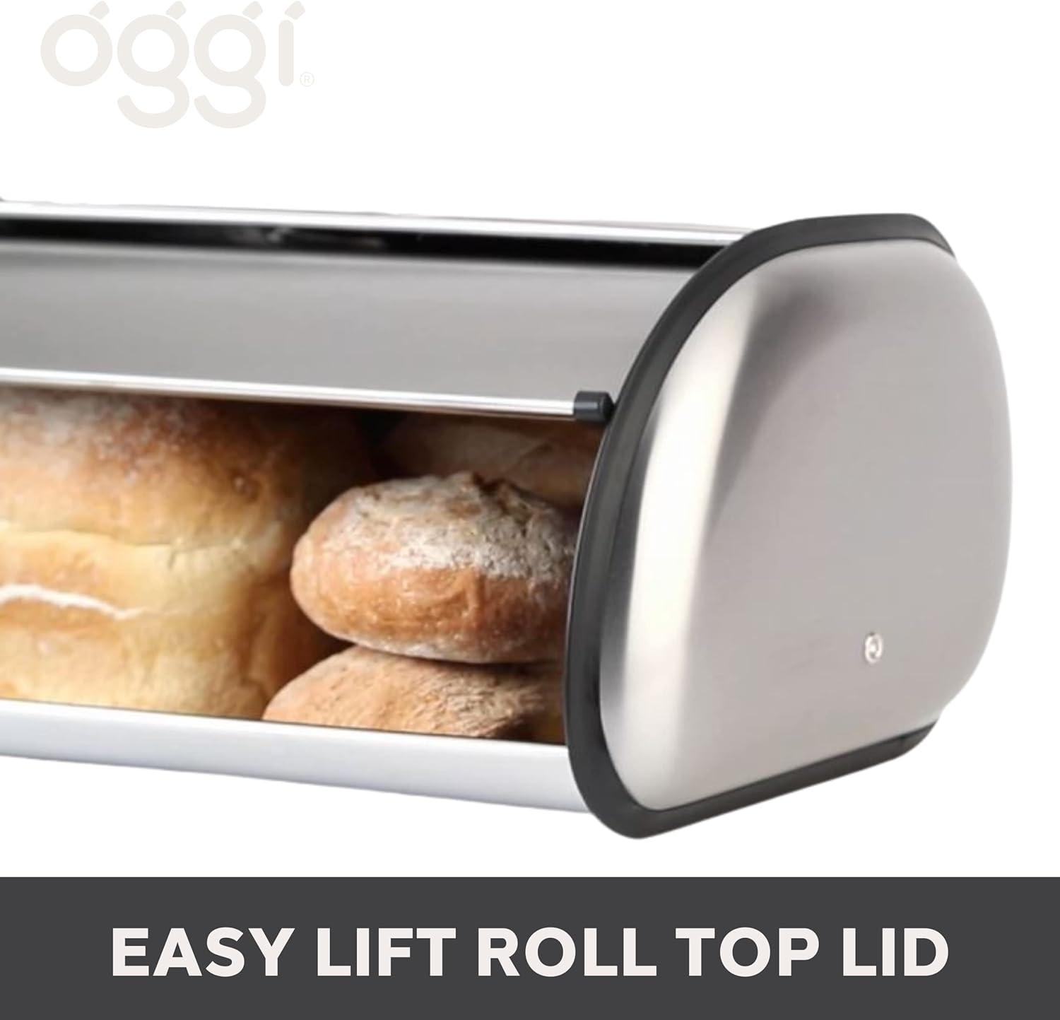 Large Stainless Steel Roll Top Bread Box