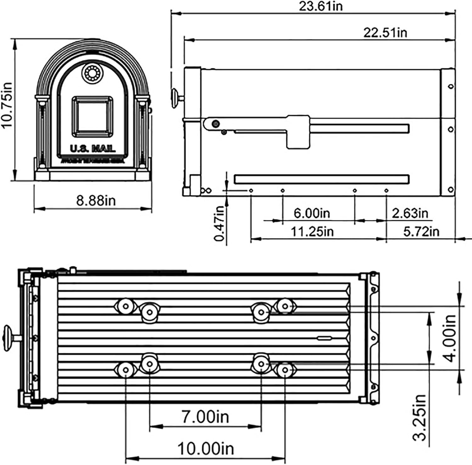 Garrison Large Venetian Bronze Steel Post Mount Mailbox