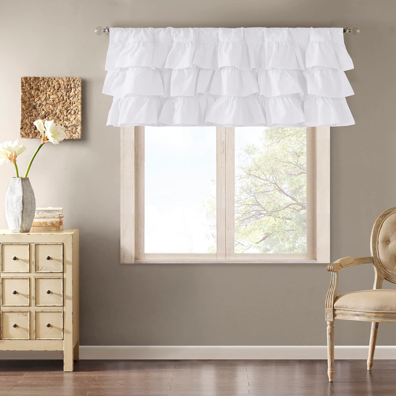 Madison Park Anna Cotton Oversized Ruffle 50" Window Valance