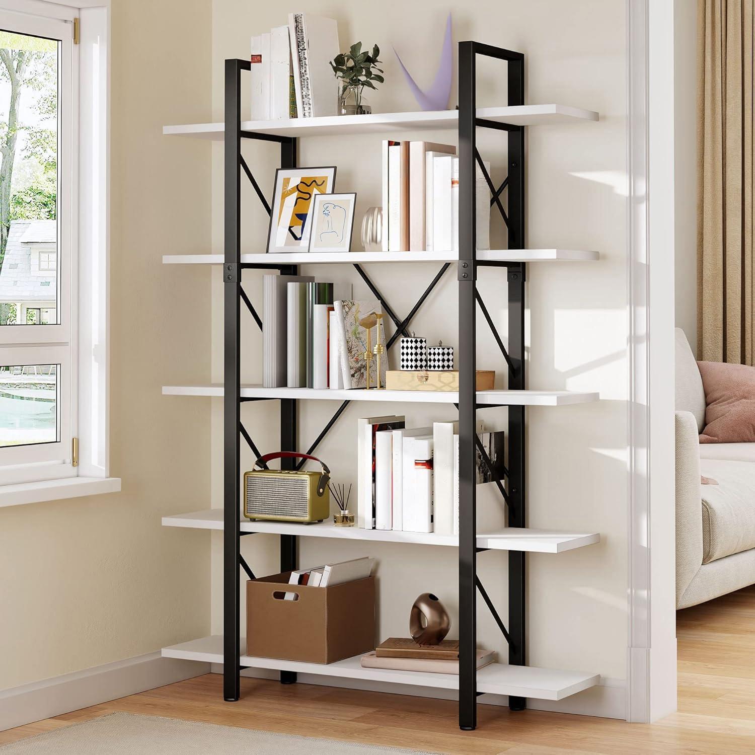 YITAHOME 5 Tier Bookshelf, Freestanding 5 Shelf Bookcases and Bookshelves, Modern Minimalist Furniture Open Display Storage Shelves Books Organizer for Living Room Bedroom Home Office
