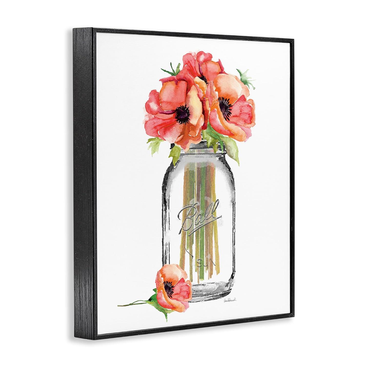 The Stupell Home Decor Collection Mason Jar Poppys Wall Art
