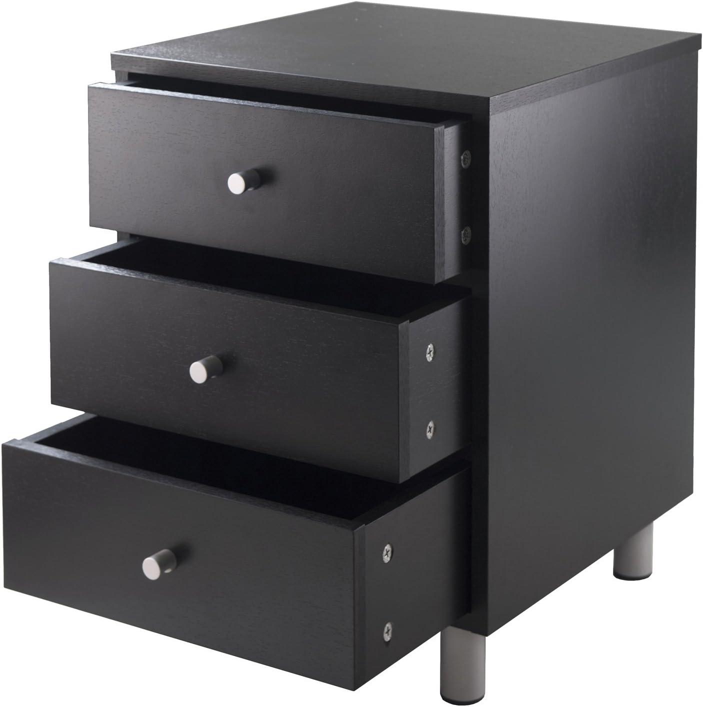 Daniel Nightstand with 3 Drawers Black - Winsome