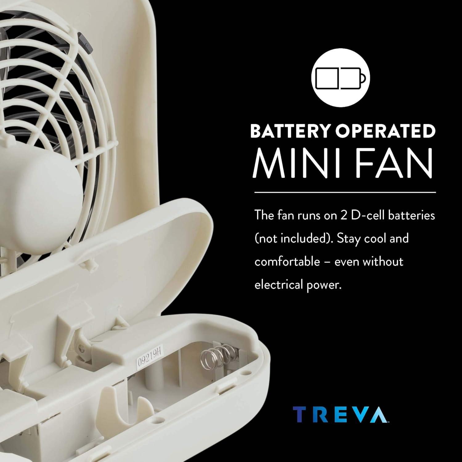 O2COOL Treva 5 Inch Battery Powered Portable Desk Fan - Gray