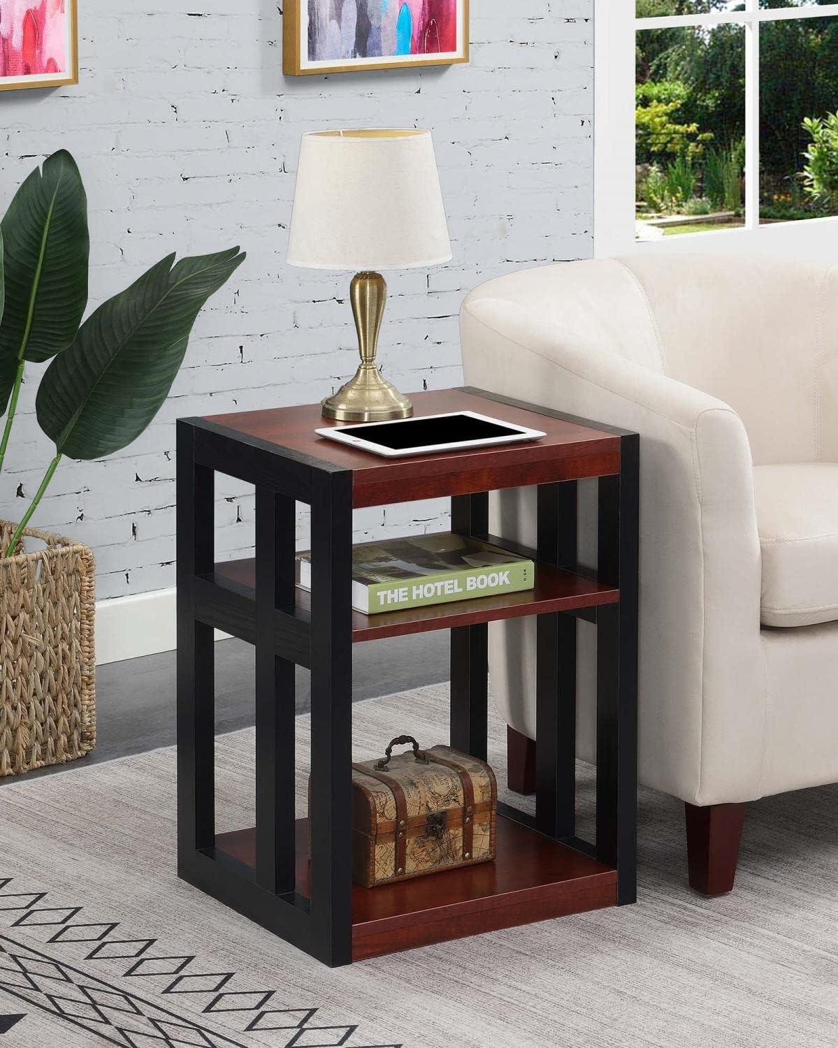 Convenience Concepts Monterey End Table with Shelves, Cherry/Black