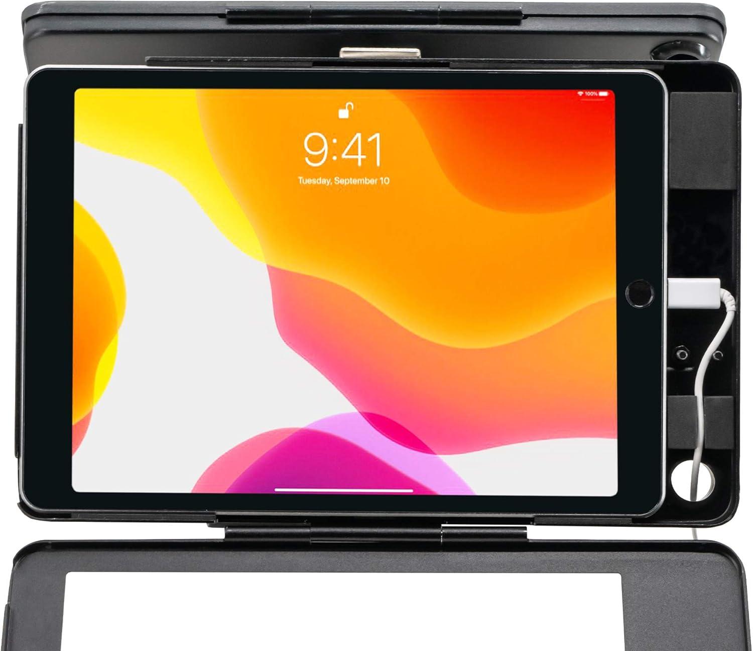 Black Dual Tablet Kiosk Stand with Lockable Enclosures