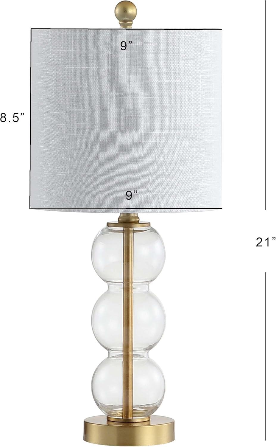 21" Brass Gold and White Glass Table Lamp