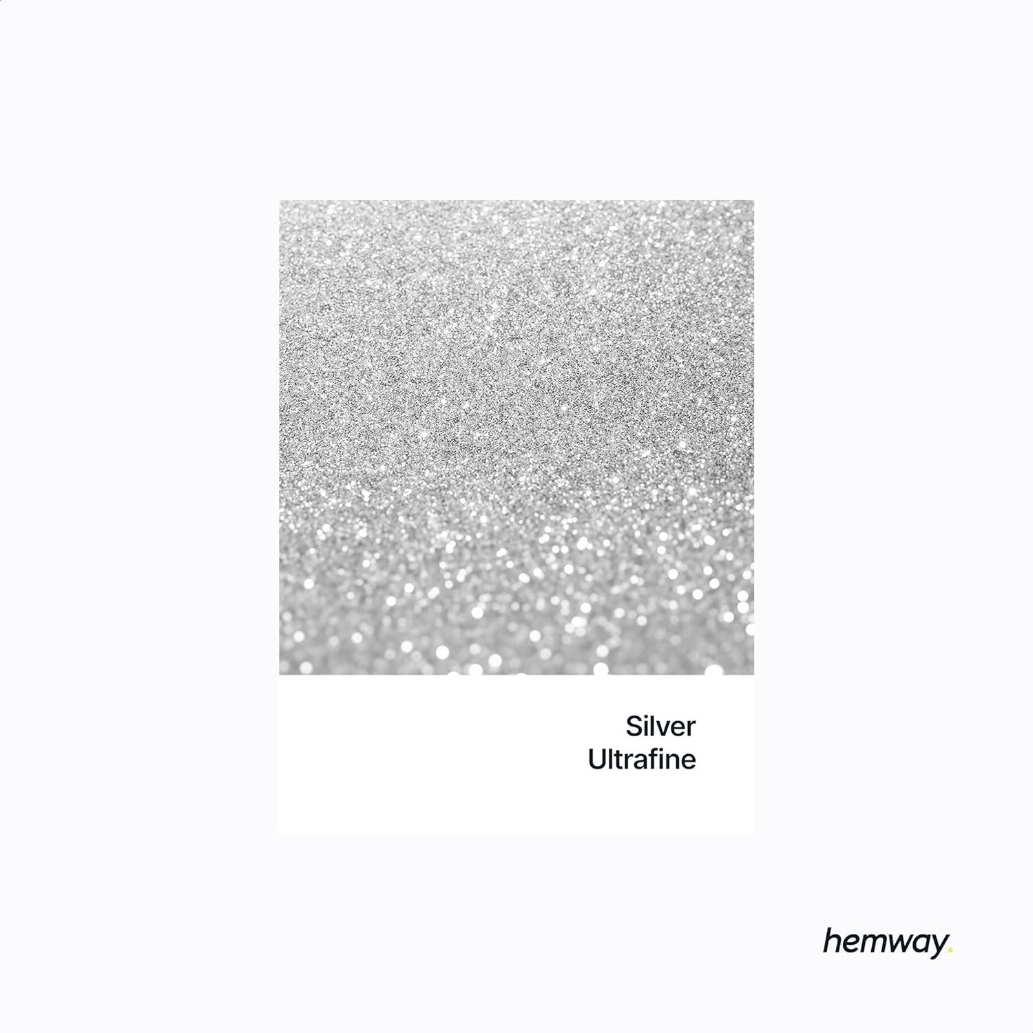 Hemway Glitter Paint Additive Crystals for Acrylic Emulsion Paint, Interior & Exterior Walls, Wood, Varnish, Matt, Gloss, Furniture 100g / 3.5oz - Ultrafine (1/128" 0.008" 0.2mm) - Silver Holographic