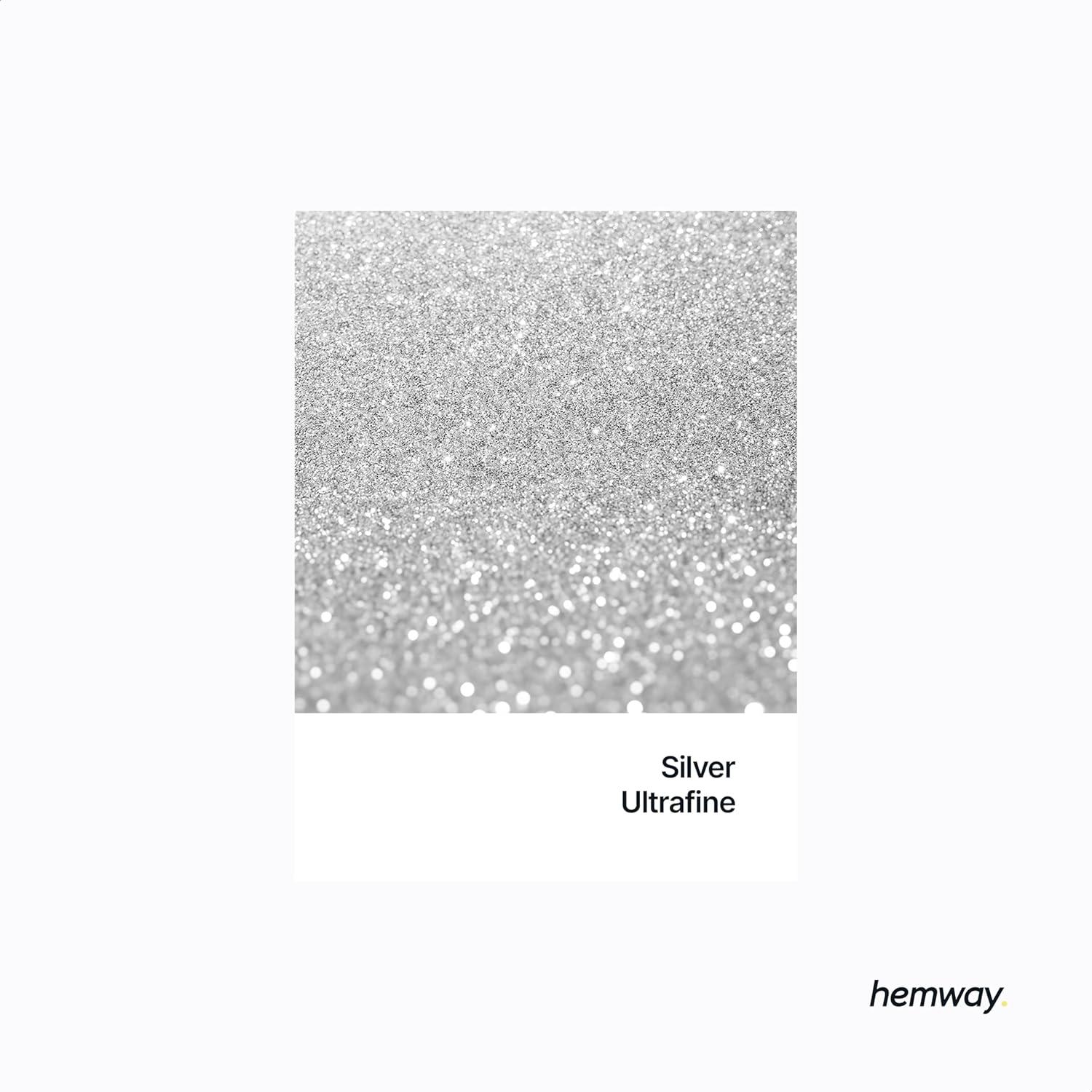 Hemway Glitter Paint Additive Crystals for Acrylic Emulsion Paint, Interior & Exterior Walls, Wood, Varnish, Matt, Gloss, Furniture 100g / 3.5oz - Ultrafine (1/128" 0.008" 0.2mm) - Silver