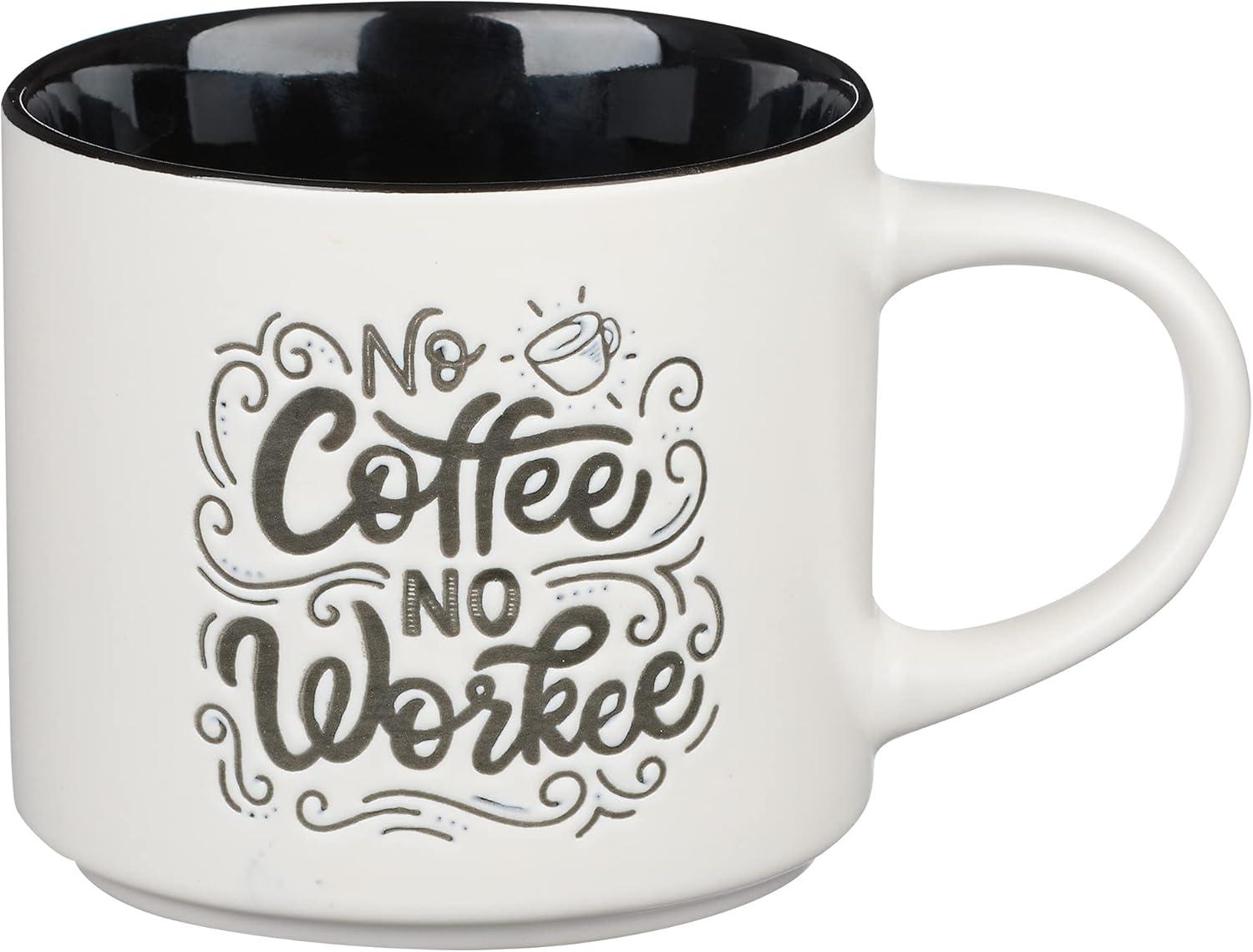 XL White and Black Ceramic Coffee Mug with Funny Quote