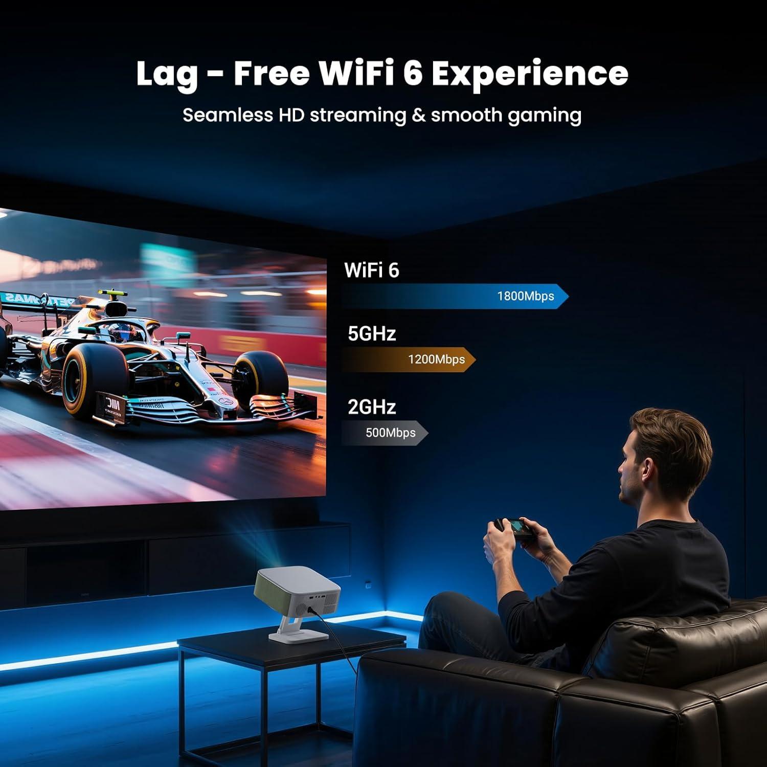 BEACHWATER POOL & SPA, LLC Outdoor Projector, Mini Projector For Home Theater, 1080P And 240" Supported Movie Projector 7500 L Portable Home Video Projector Compatible With Smartphone/TV Stick/PS4/PC/Laptop