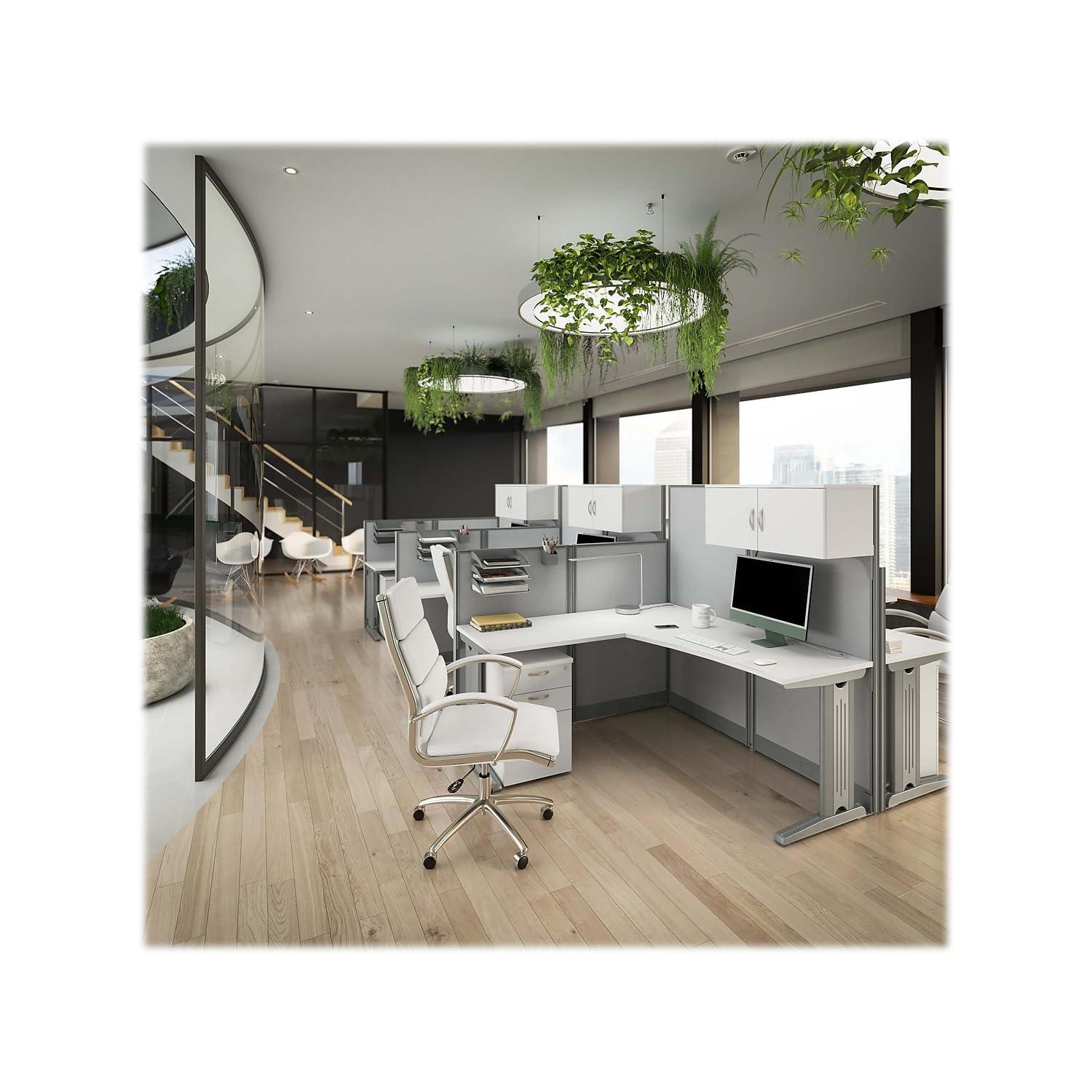 Office In An Hour L-Shaped 1 Person Cubicle with Cable Management