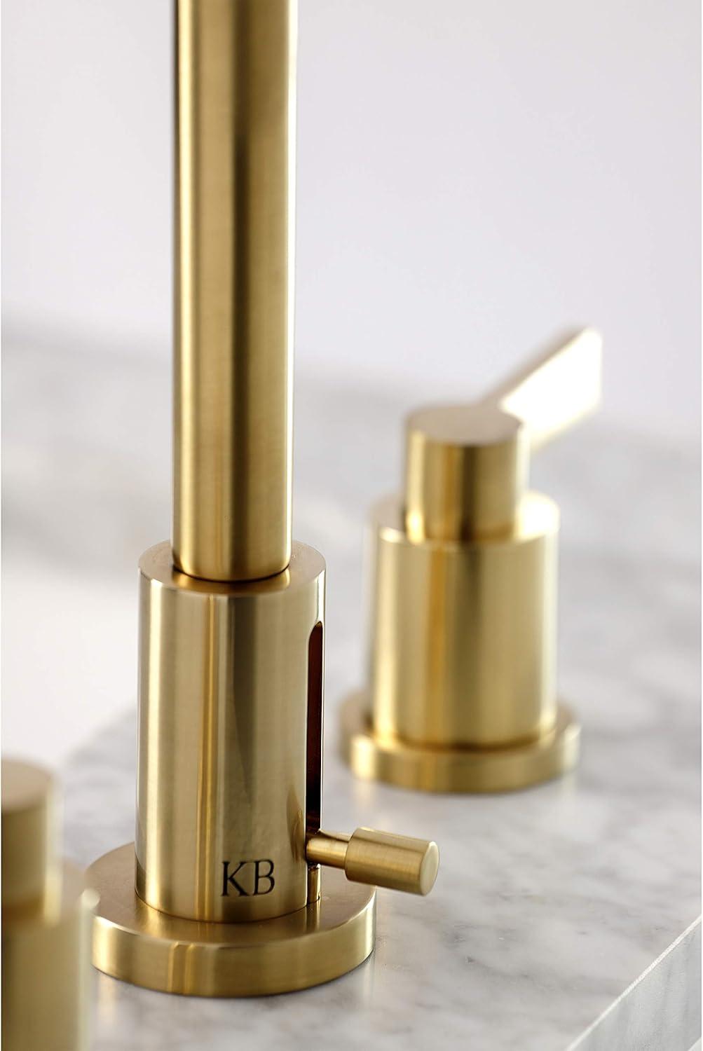 Elegant Brushed Brass Widespread Bathroom Faucet with Pop-Up Drain